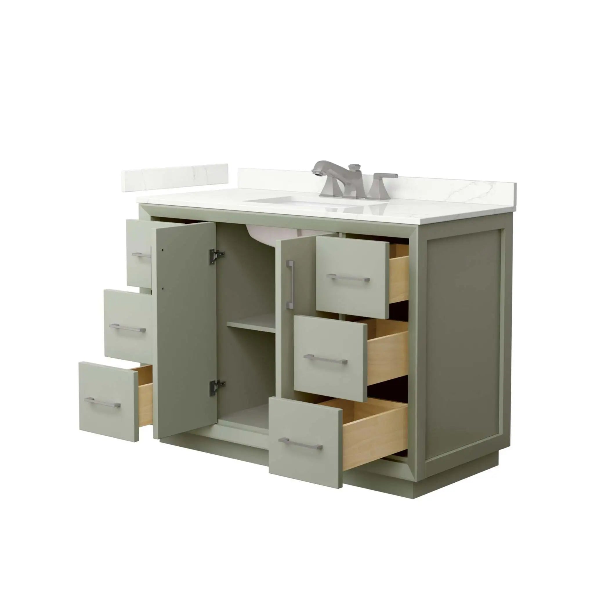 48" Strada Single Bathroom Vanity in Light Green with Brushed Nickel Trim by Wyndham