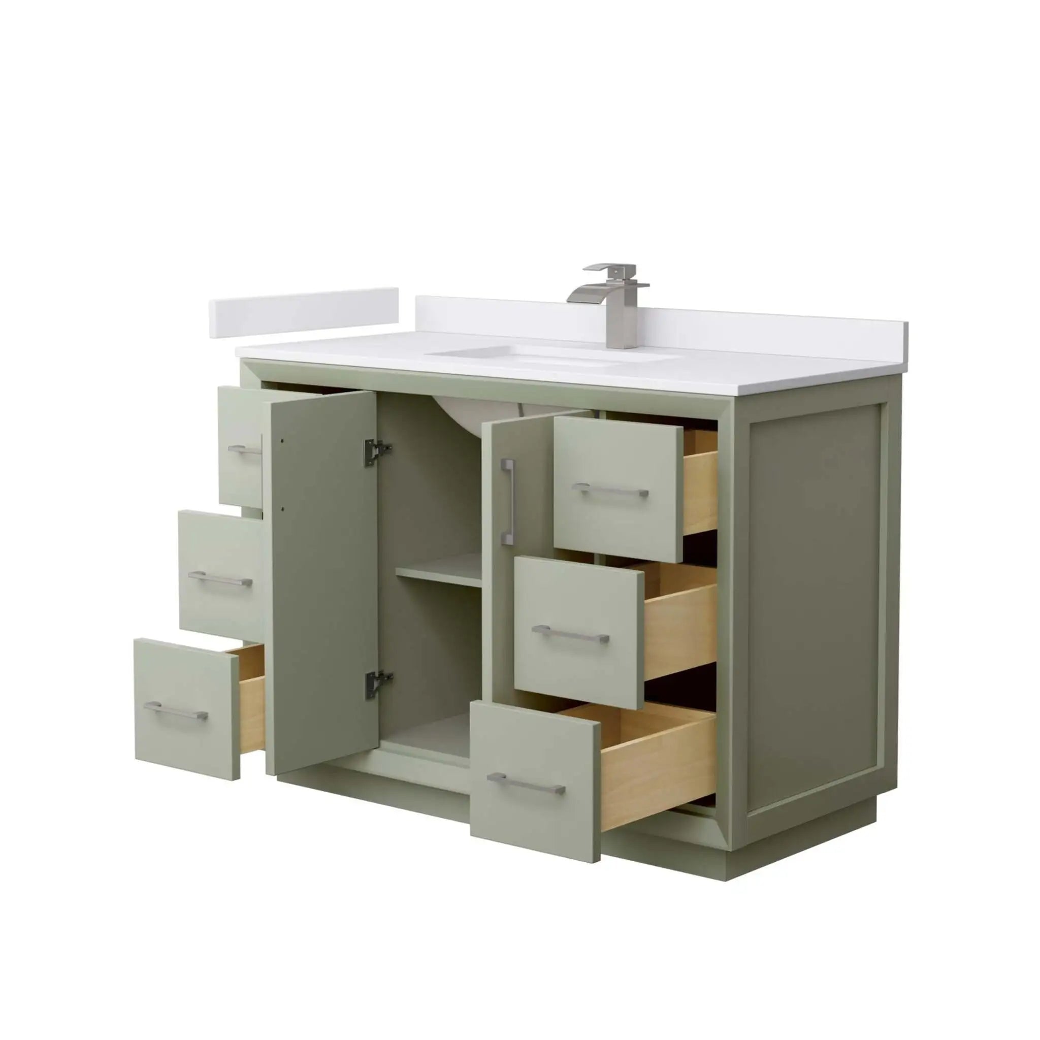 48" Strada Single Bathroom Vanity in Light Green with Brushed Nickel Trim by Wyndham