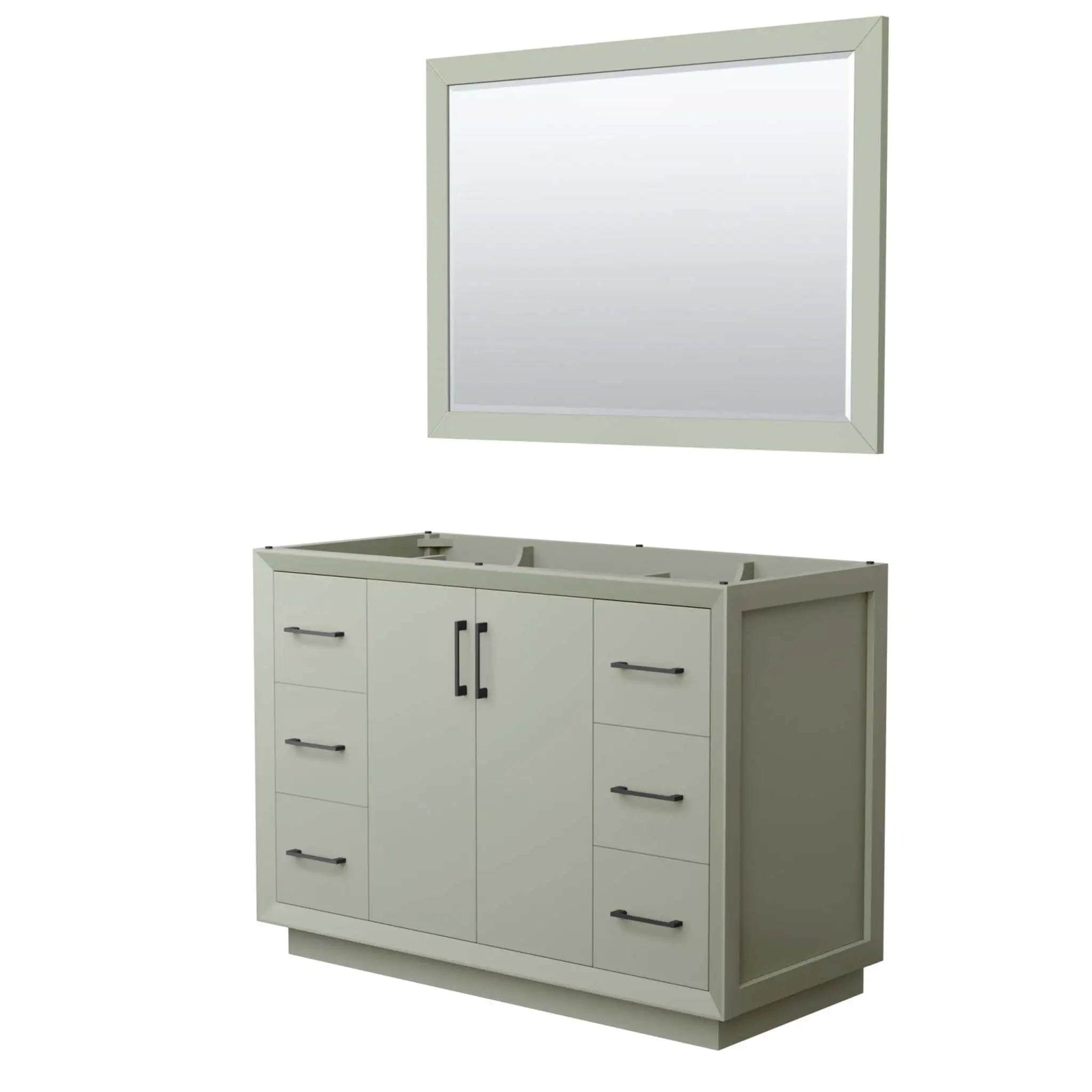 48" Strada Single Bathroom Vanity in Light Green with Matte Black Trim & 46" Mirror by Wyndham