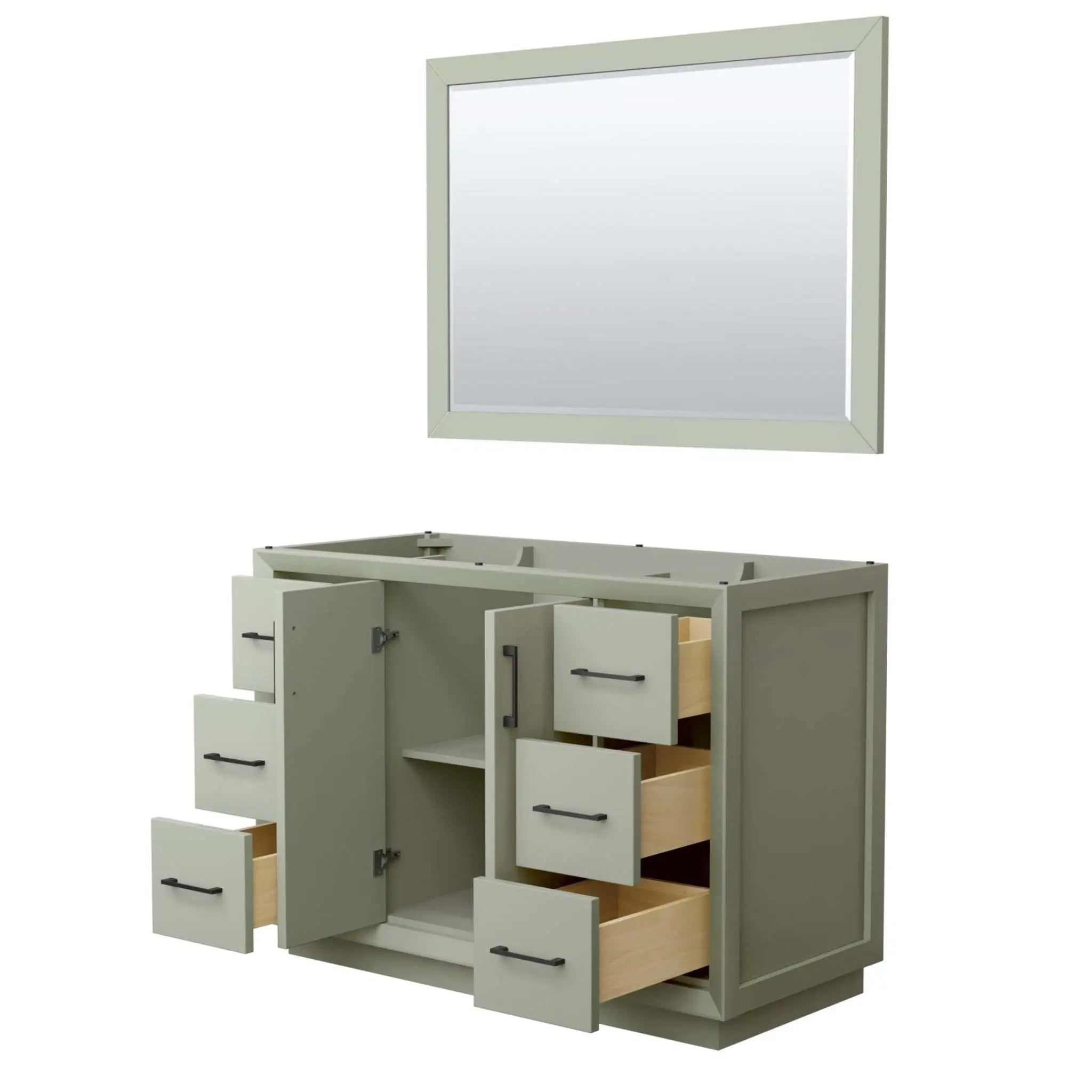 48" Strada Single Bathroom Vanity in Light Green with Matte Black Trim & 46" Mirror by Wyndham