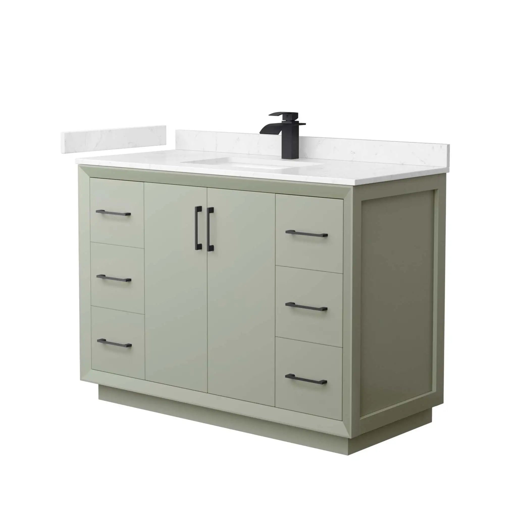 48" Strada Single Bathroom Vanity in Light Green with Matte Black Trim by Wyndham