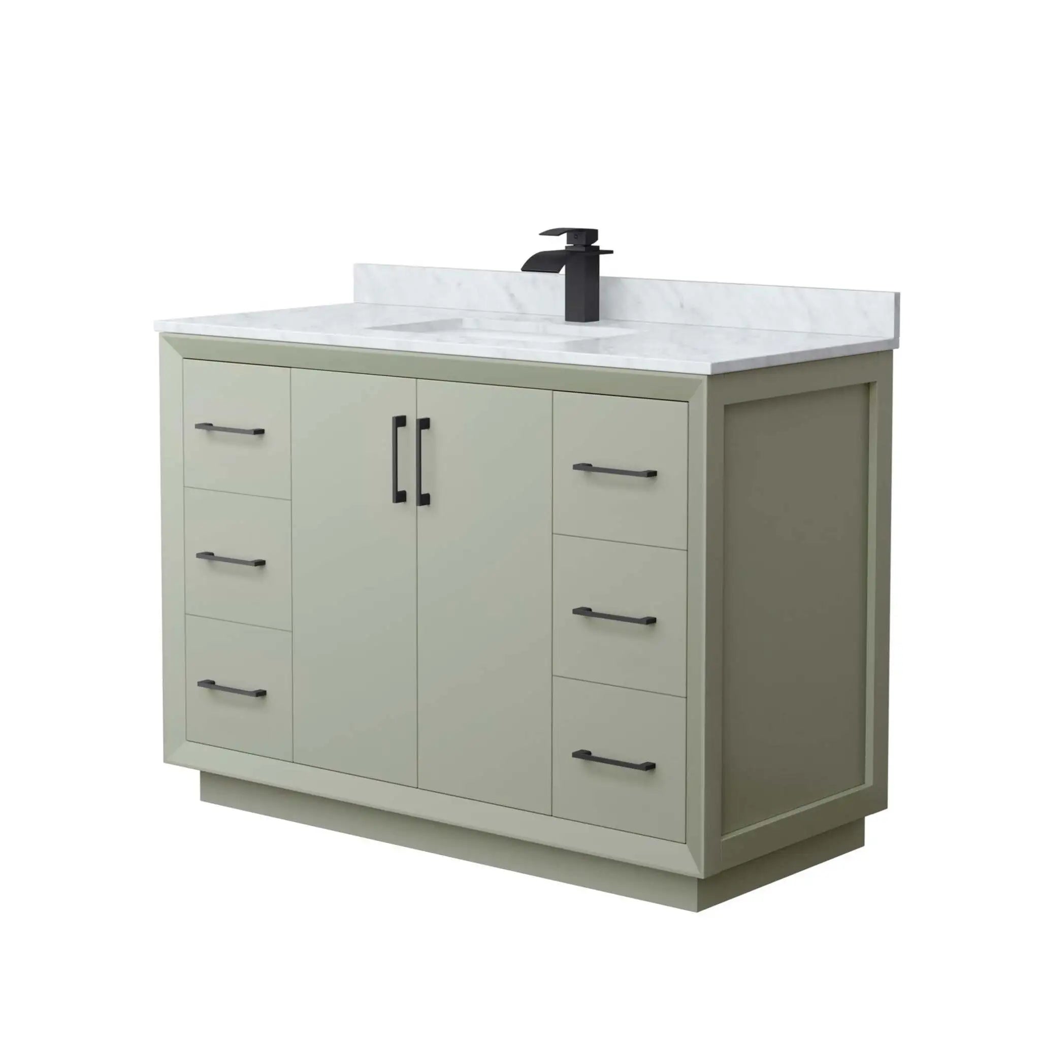 48" Strada Single Bathroom Vanity in Light Green with Matte Black Trim by Wyndham