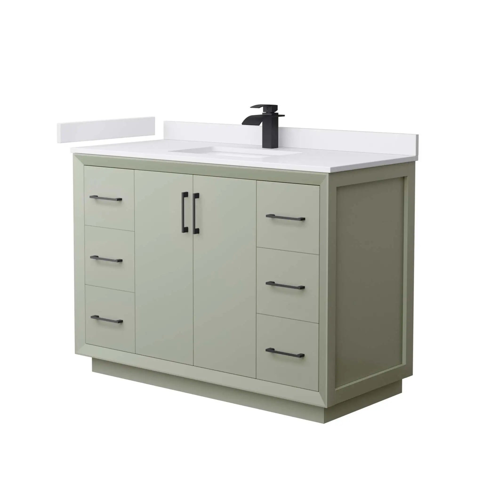 48" Strada Single Bathroom Vanity in Light Green with Matte Black Trim by Wyndham