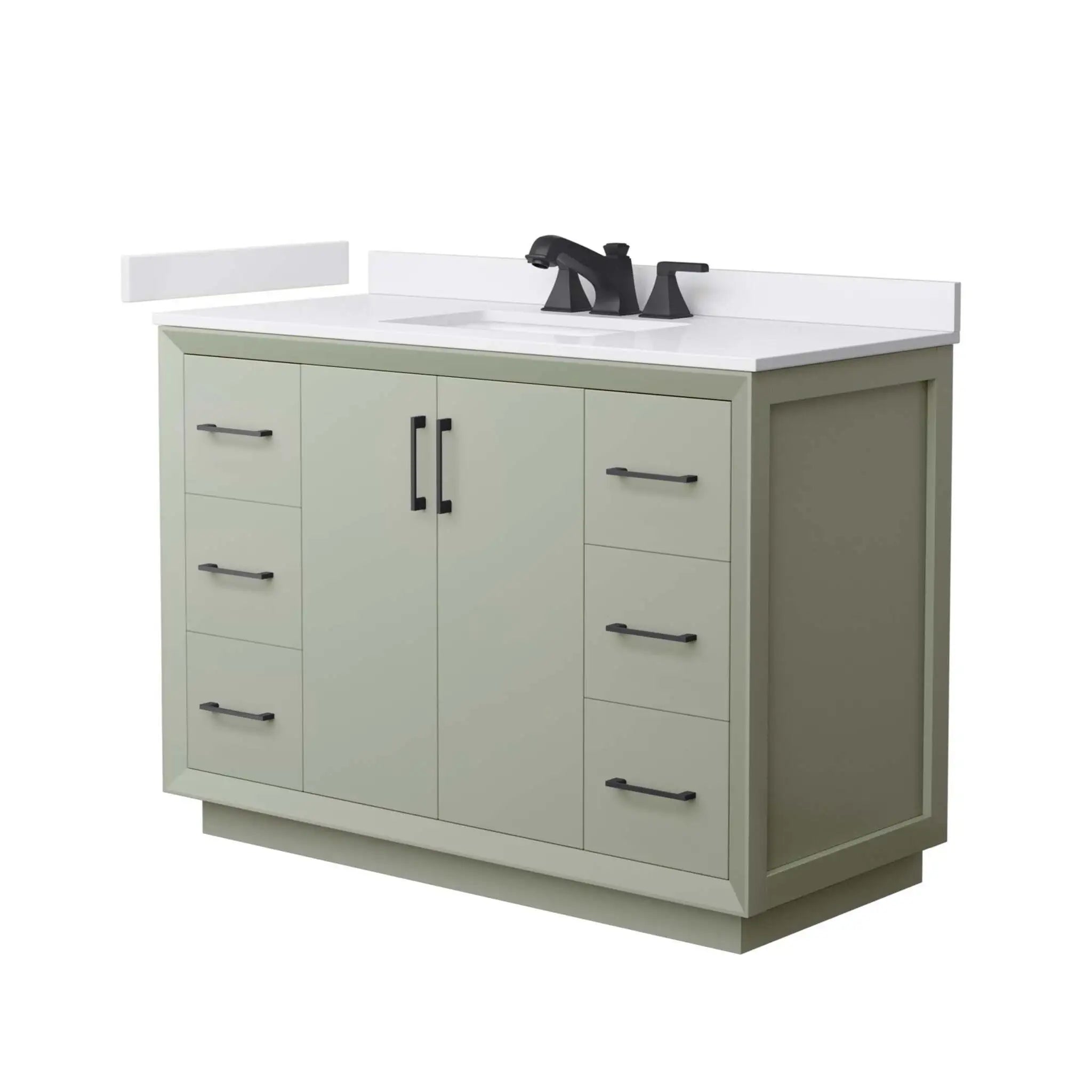 48" Strada Single Bathroom Vanity in Light Green with Matte Black Trim by Wyndham