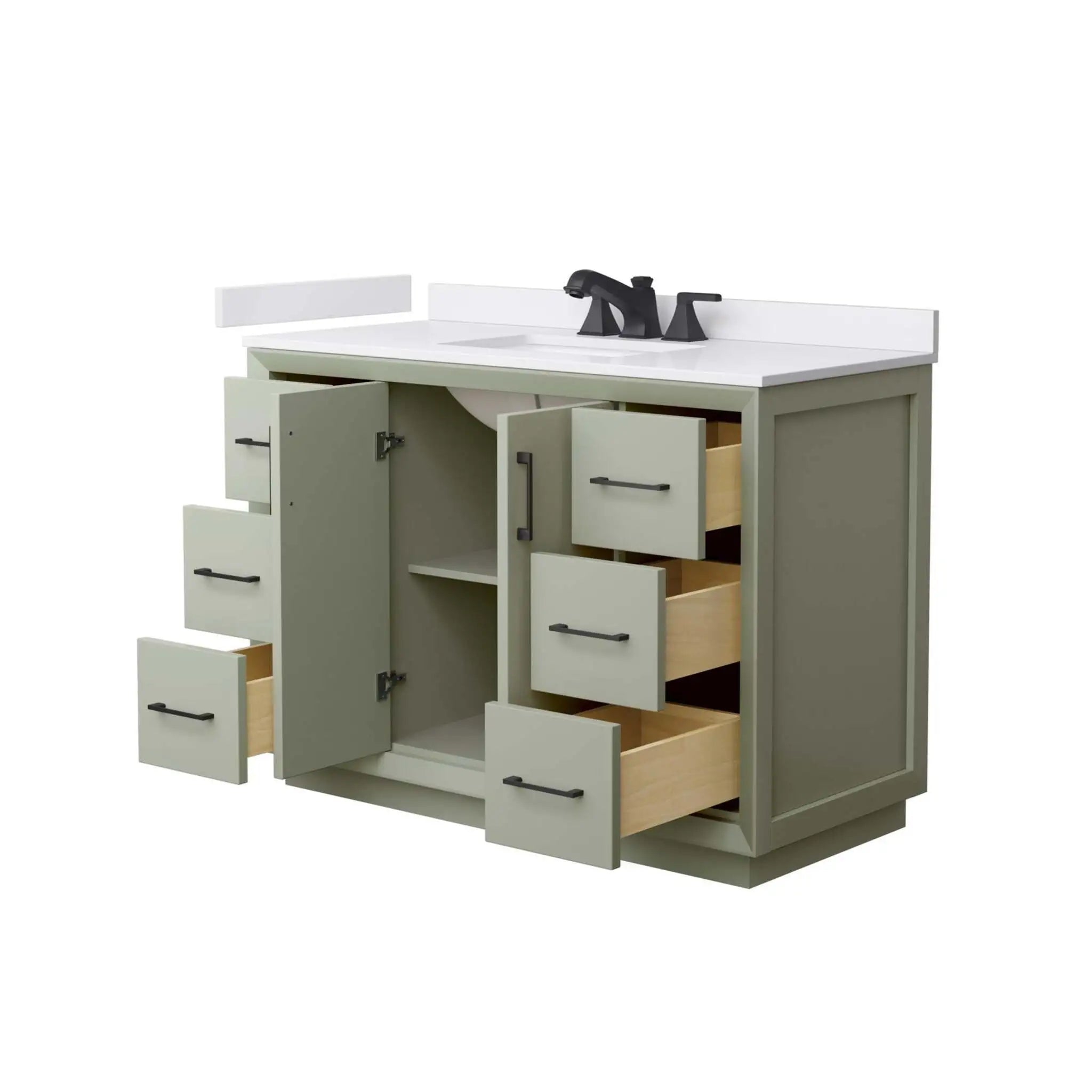 48" Strada Single Bathroom Vanity in Light Green with Matte Black Trim by Wyndham