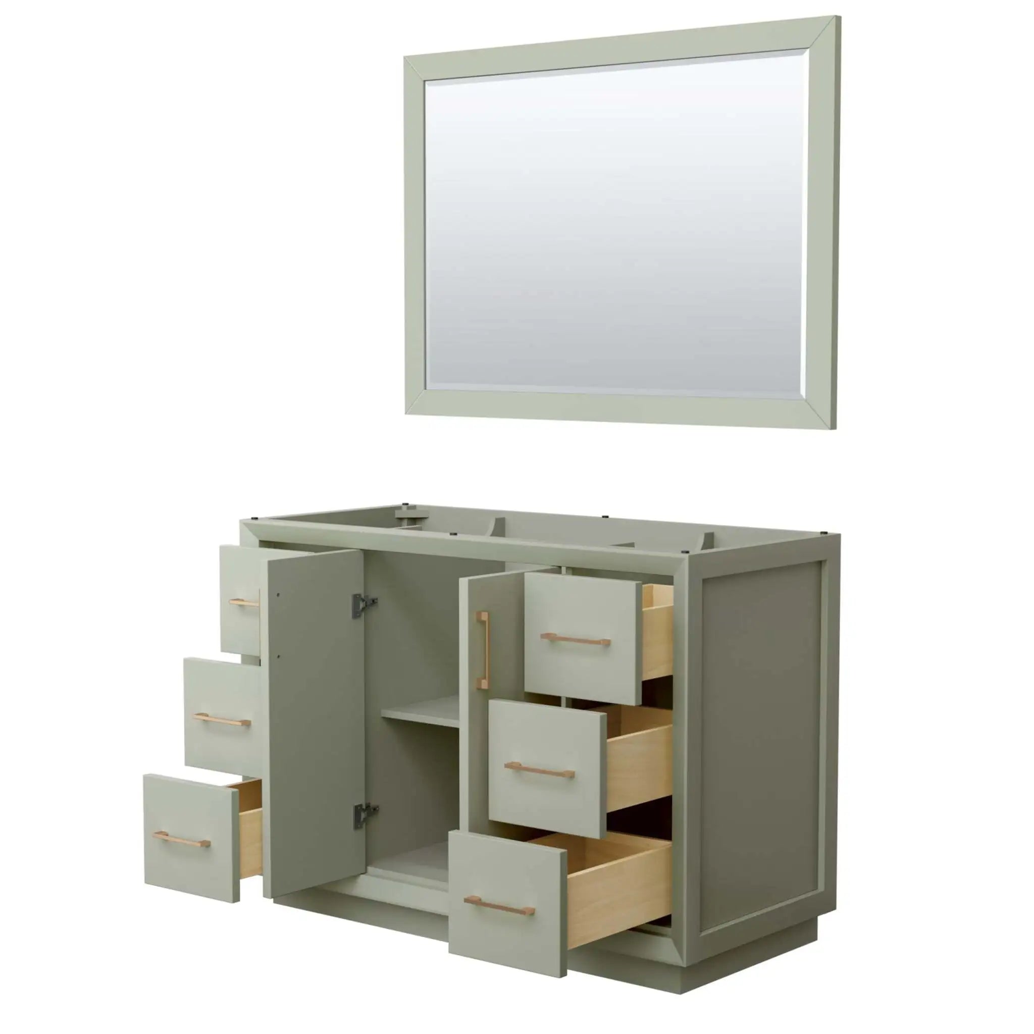 48" Strada Single Bathroom Vanity in Light Green with Satin Bronze Trim & 46" Mirror by Wyndham