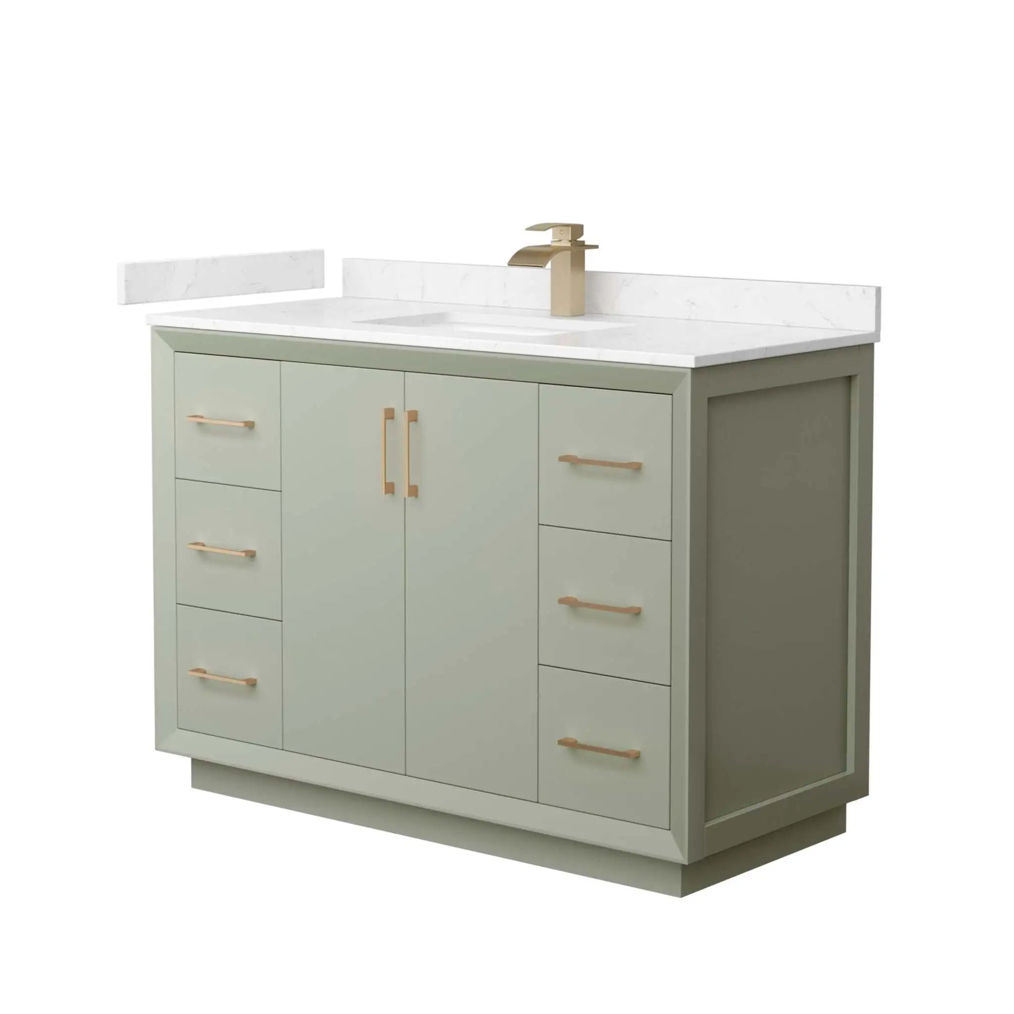 48" Strada Single Bathroom Vanity in Light Green with Satin Bronze Trim by Wyndham