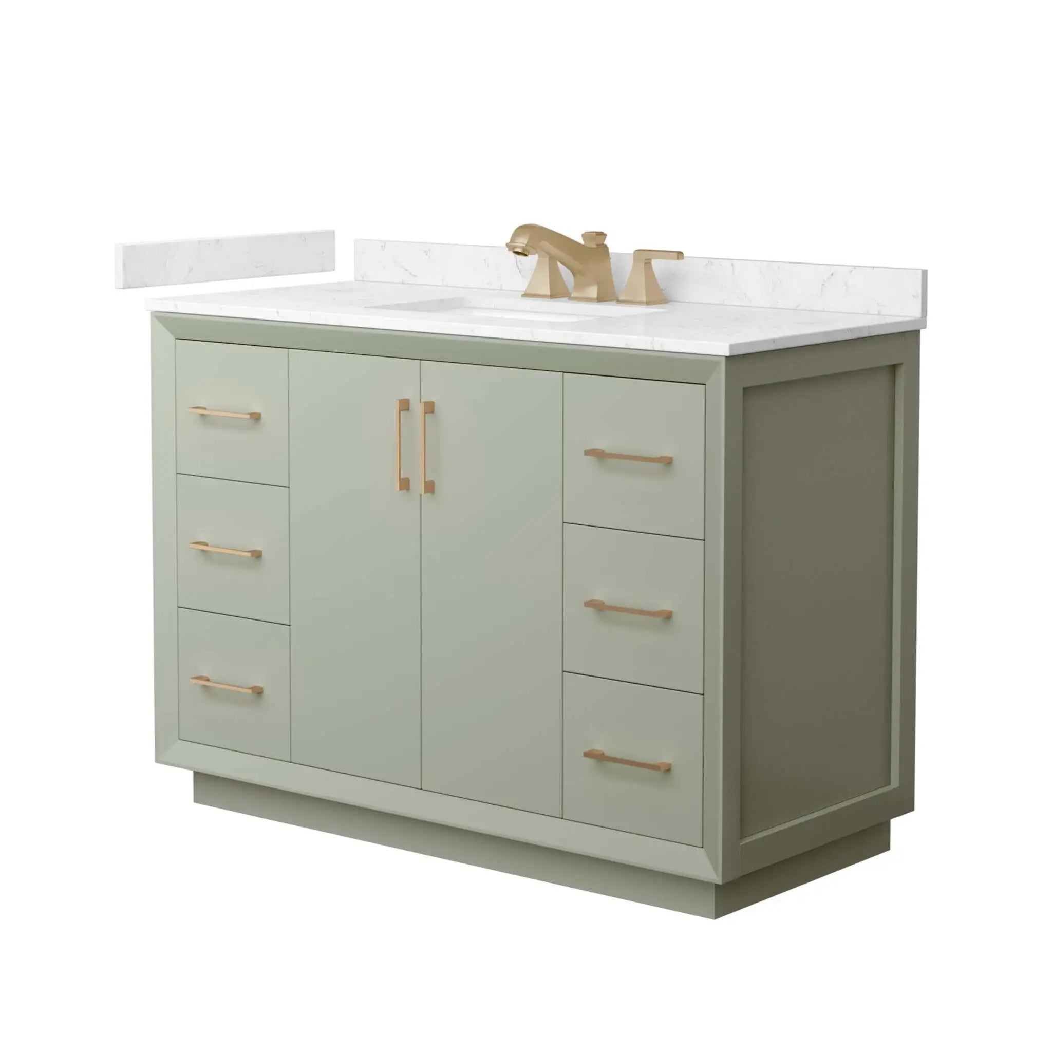48" Strada Single Bathroom Vanity in Light Green with Satin Bronze Trim by Wyndham