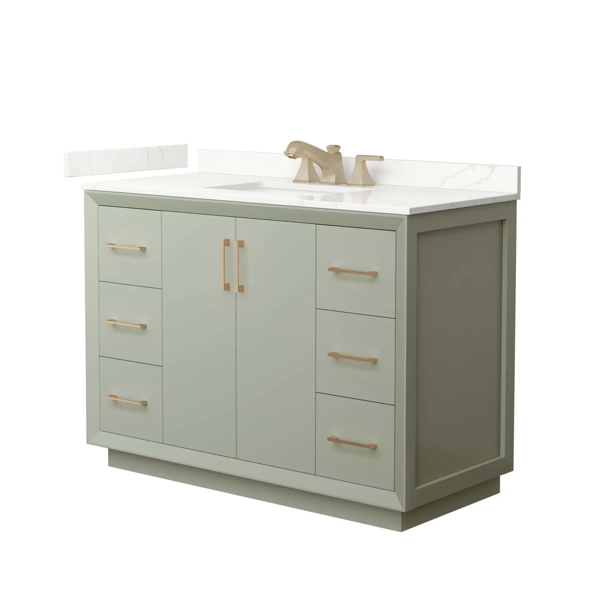 48" Strada Single Bathroom Vanity in Light Green with Satin Bronze Trim by Wyndham