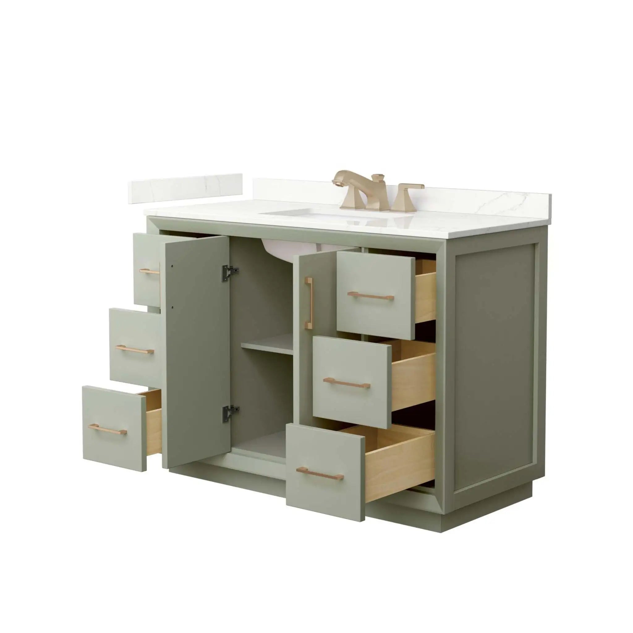48" Strada Single Bathroom Vanity in Light Green with Satin Bronze Trim by Wyndham