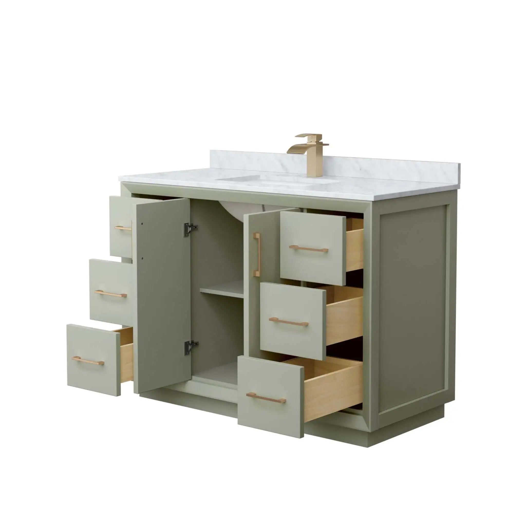 48" Strada Single Bathroom Vanity in Light Green with Satin Bronze Trim by Wyndham