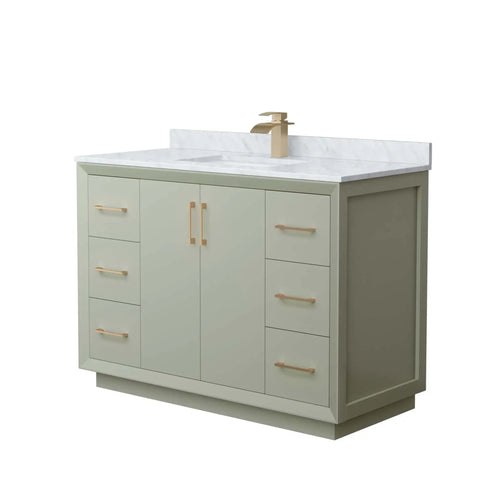 48" Strada Single Bathroom Vanity in Light Green with Satin Bronze Trim by Wyndham