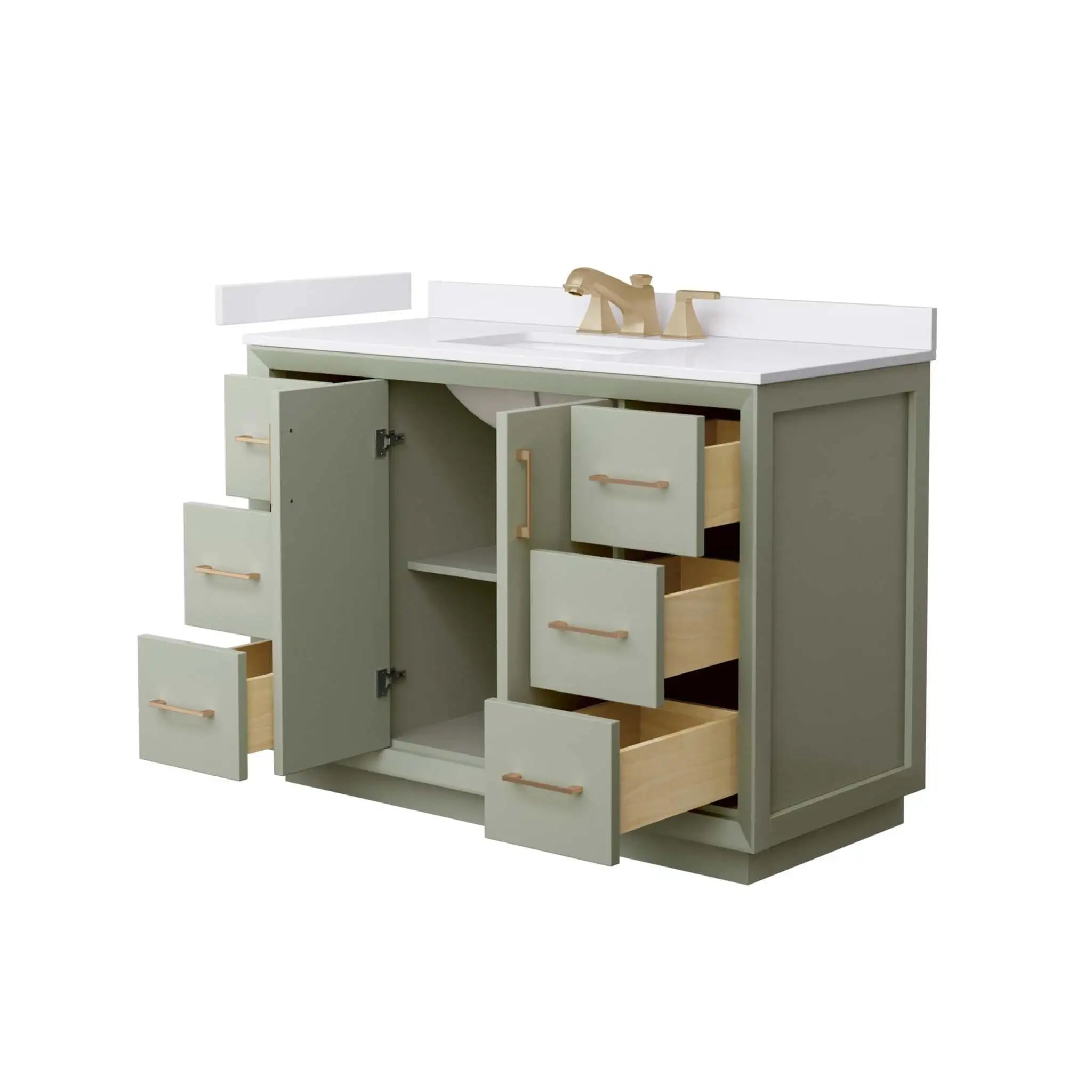 48" Strada Single Bathroom Vanity in Light Green with Satin Bronze Trim by Wyndham