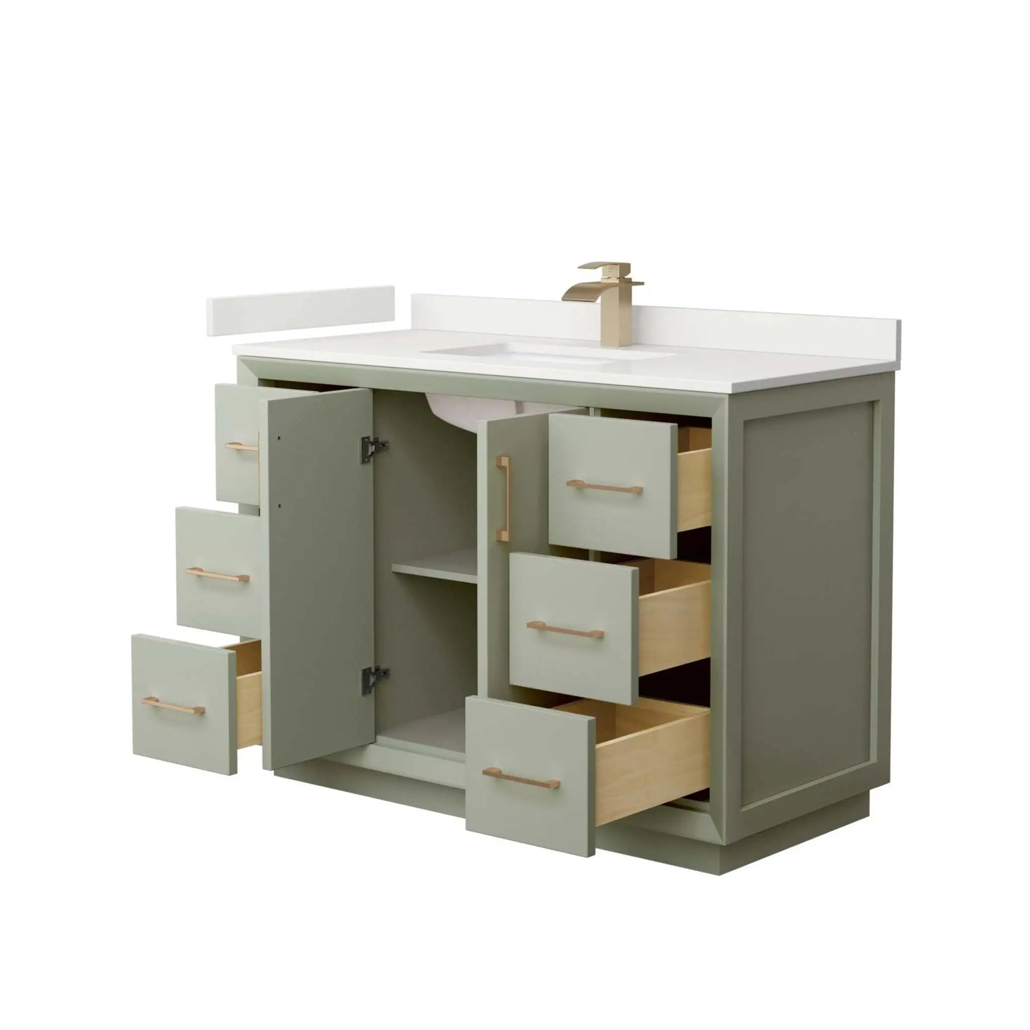 48" Strada Single Bathroom Vanity in Light Green with Satin Bronze Trim by Wyndham