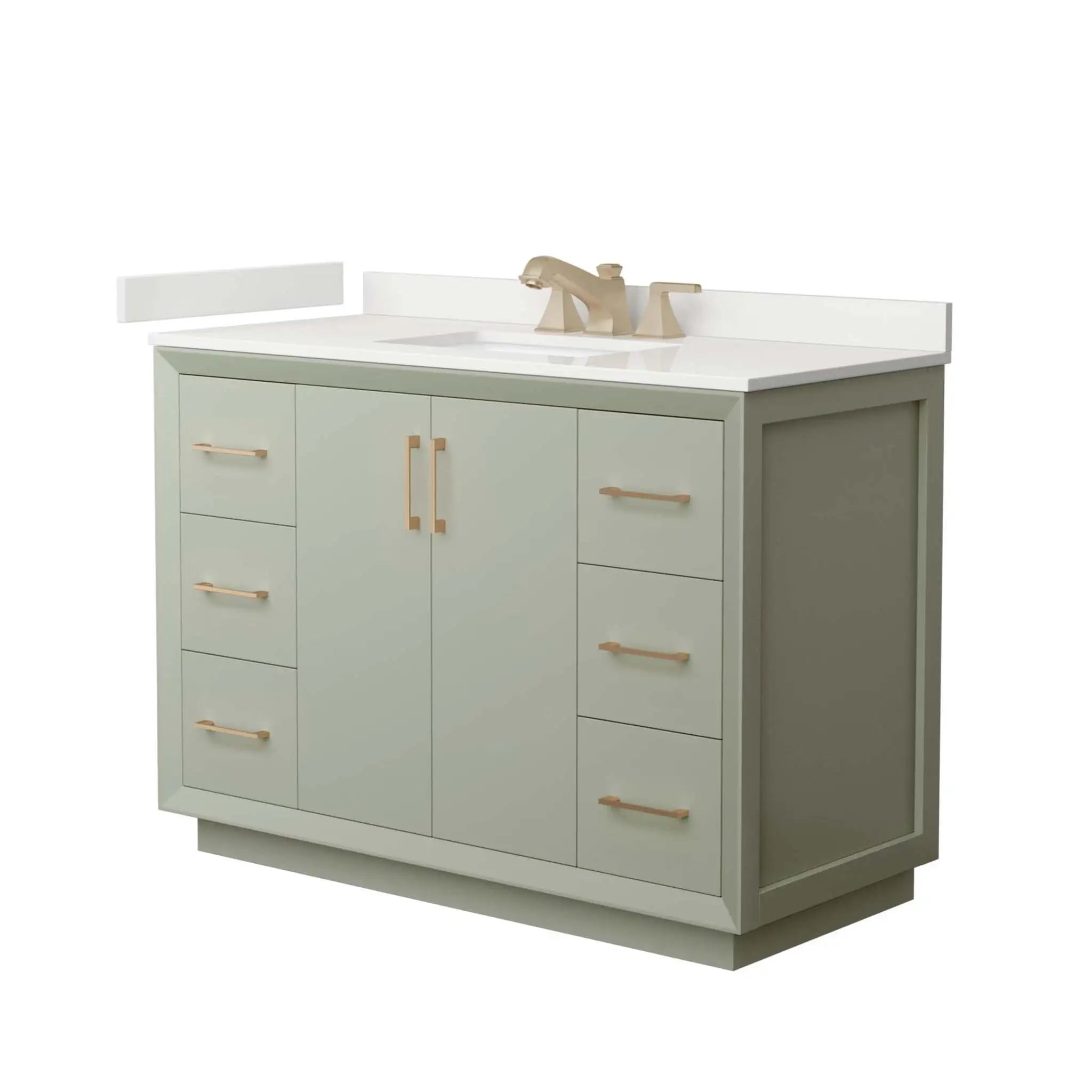 48" Strada Single Bathroom Vanity in Light Green with Satin Bronze Trim by Wyndham