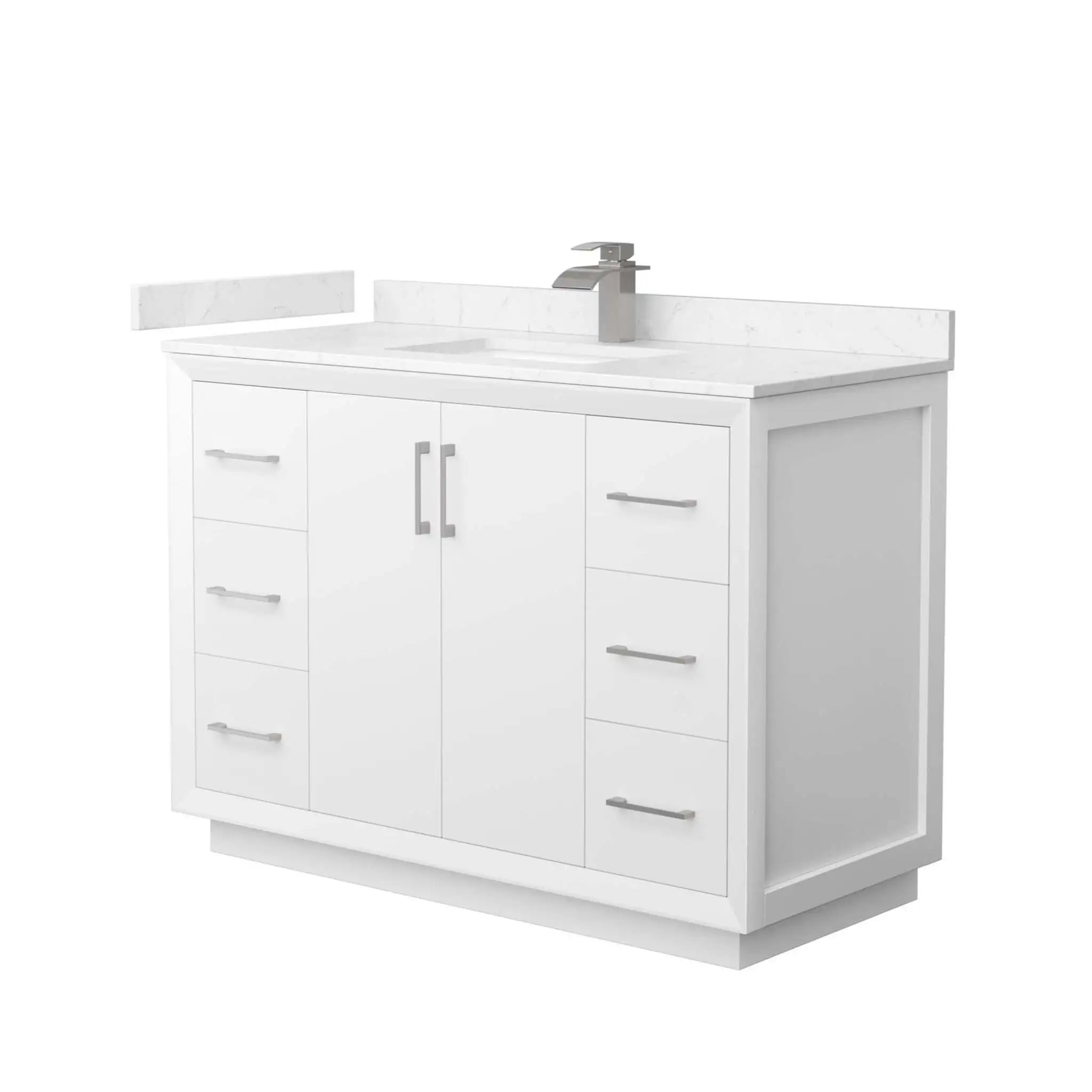 48" Strada Single Bathroom Vanity in White with Brushed Nickel Trim by Wyndham