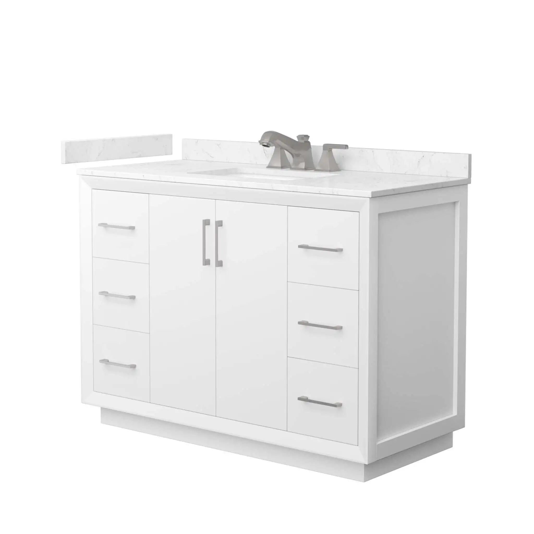 48" Strada Single Bathroom Vanity in White with Brushed Nickel Trim by Wyndham