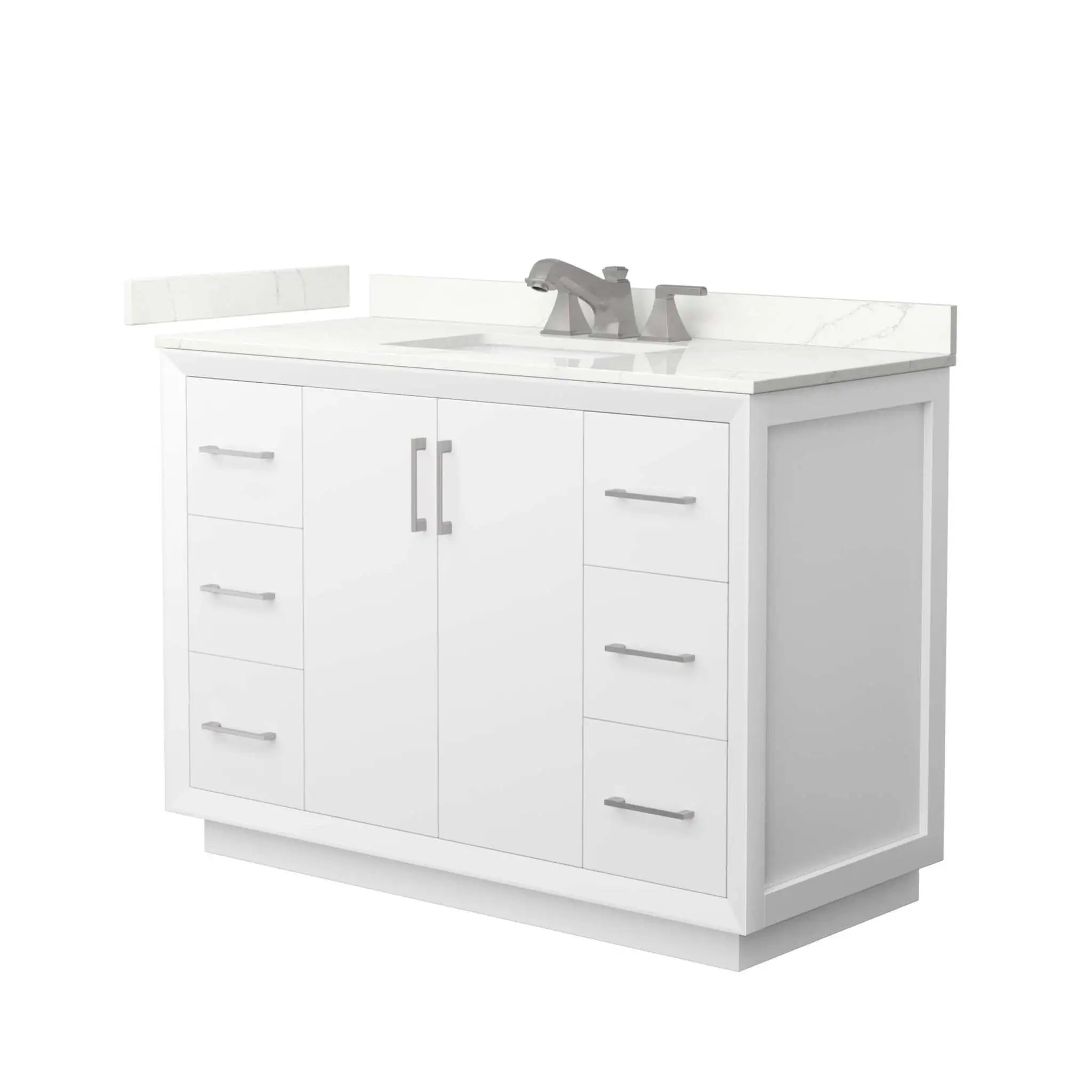 48" Strada Single Bathroom Vanity in White with Brushed Nickel Trim by Wyndham