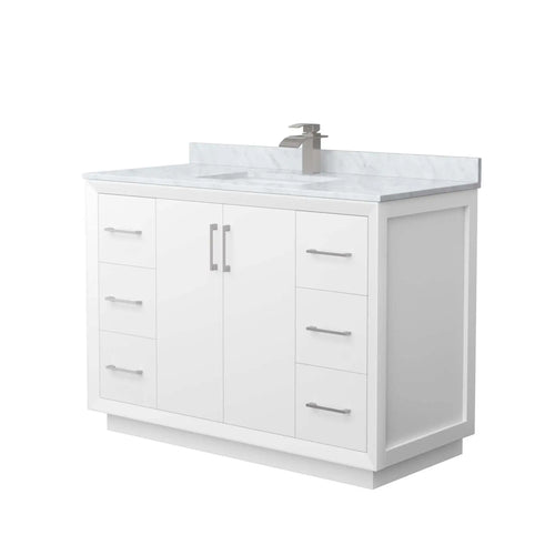 48" Strada Single Bathroom Vanity in White with Brushed Nickel Trim by Wyndham