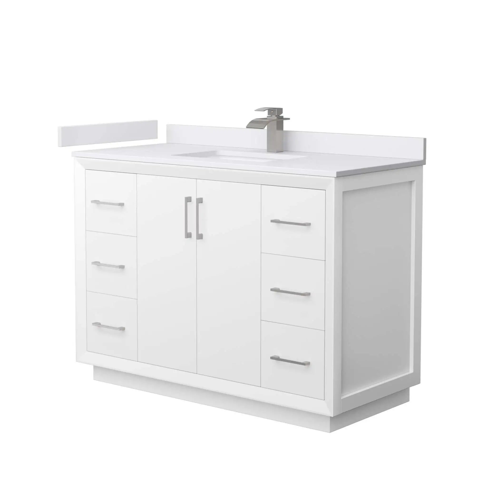 48" Strada Single Bathroom Vanity in White with Brushed Nickel Trim by Wyndham