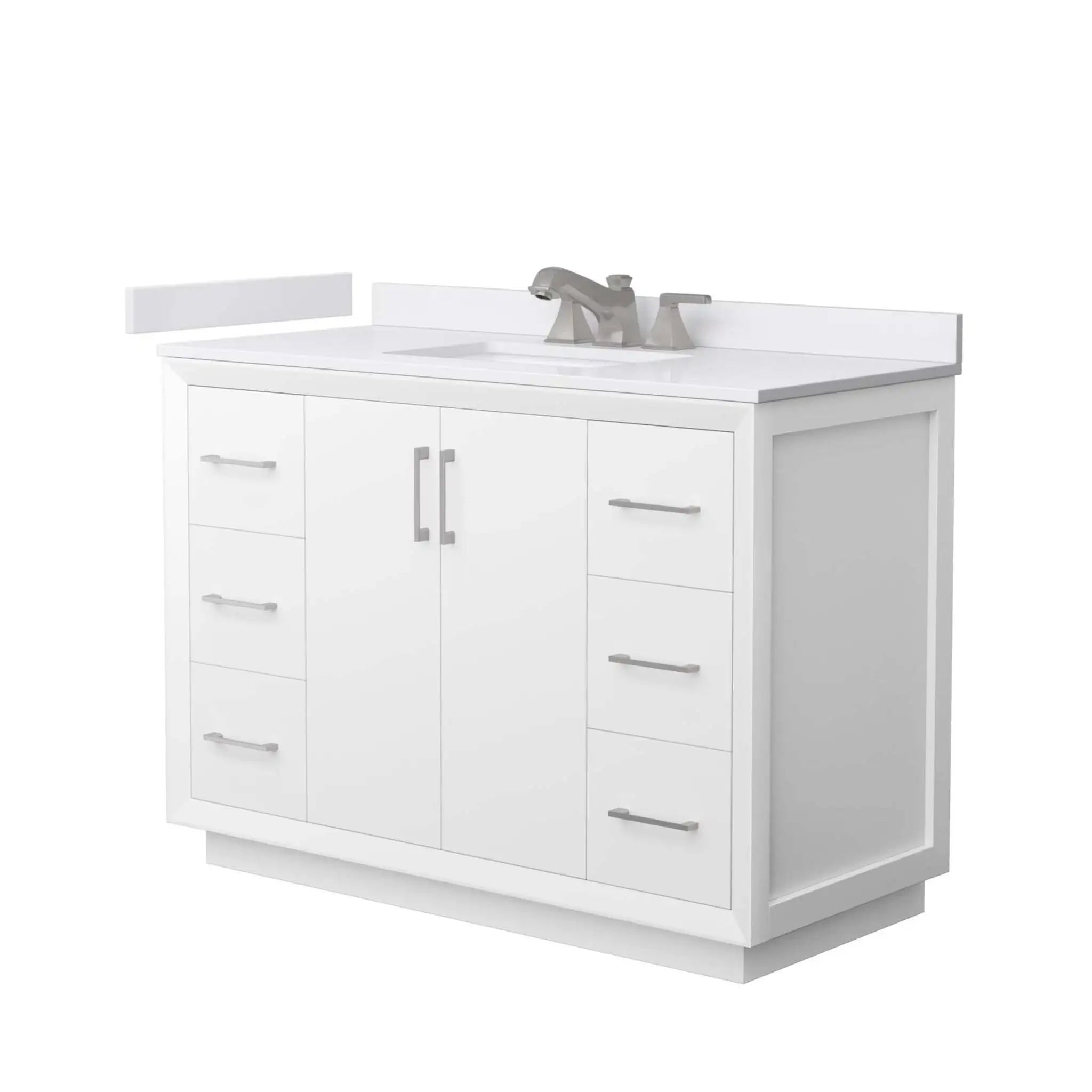 48" Strada Single Bathroom Vanity in White with Brushed Nickel Trim by Wyndham