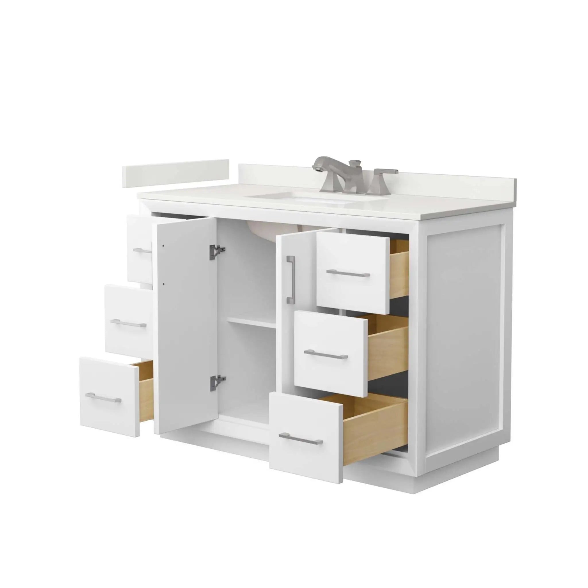48" Strada Single Bathroom Vanity in White with Brushed Nickel Trim by Wyndham