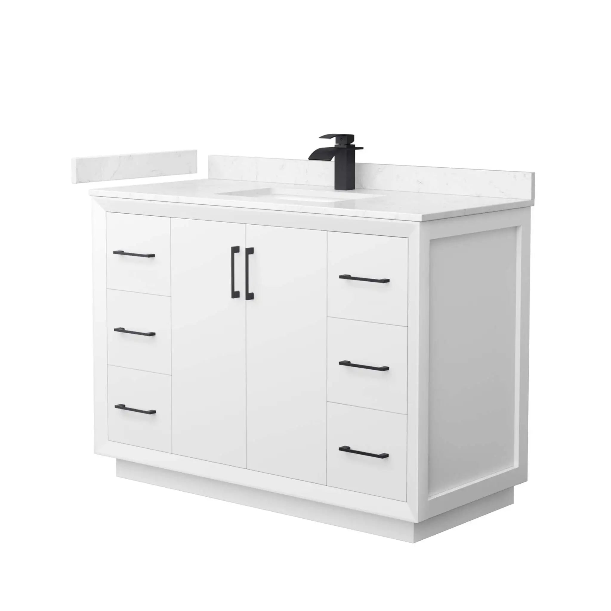 48" Strada Single Bathroom Vanity in White with Matte Black Trim by Wyndham