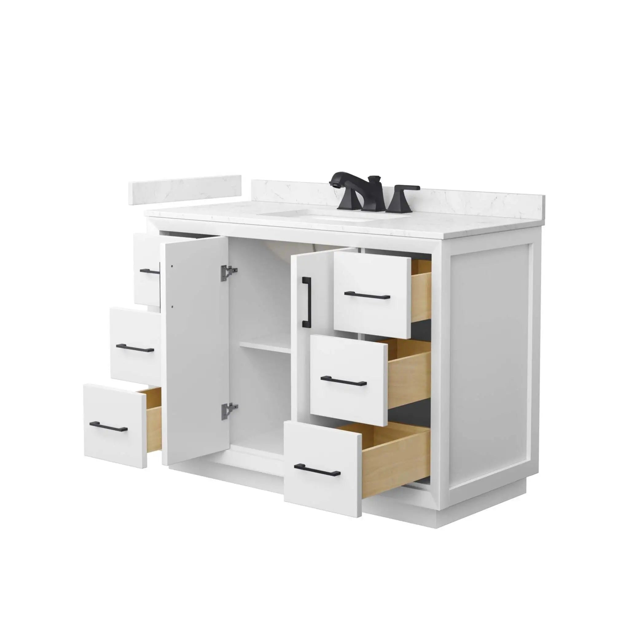 48" Strada Single Bathroom Vanity in White with Matte Black Trim by Wyndham