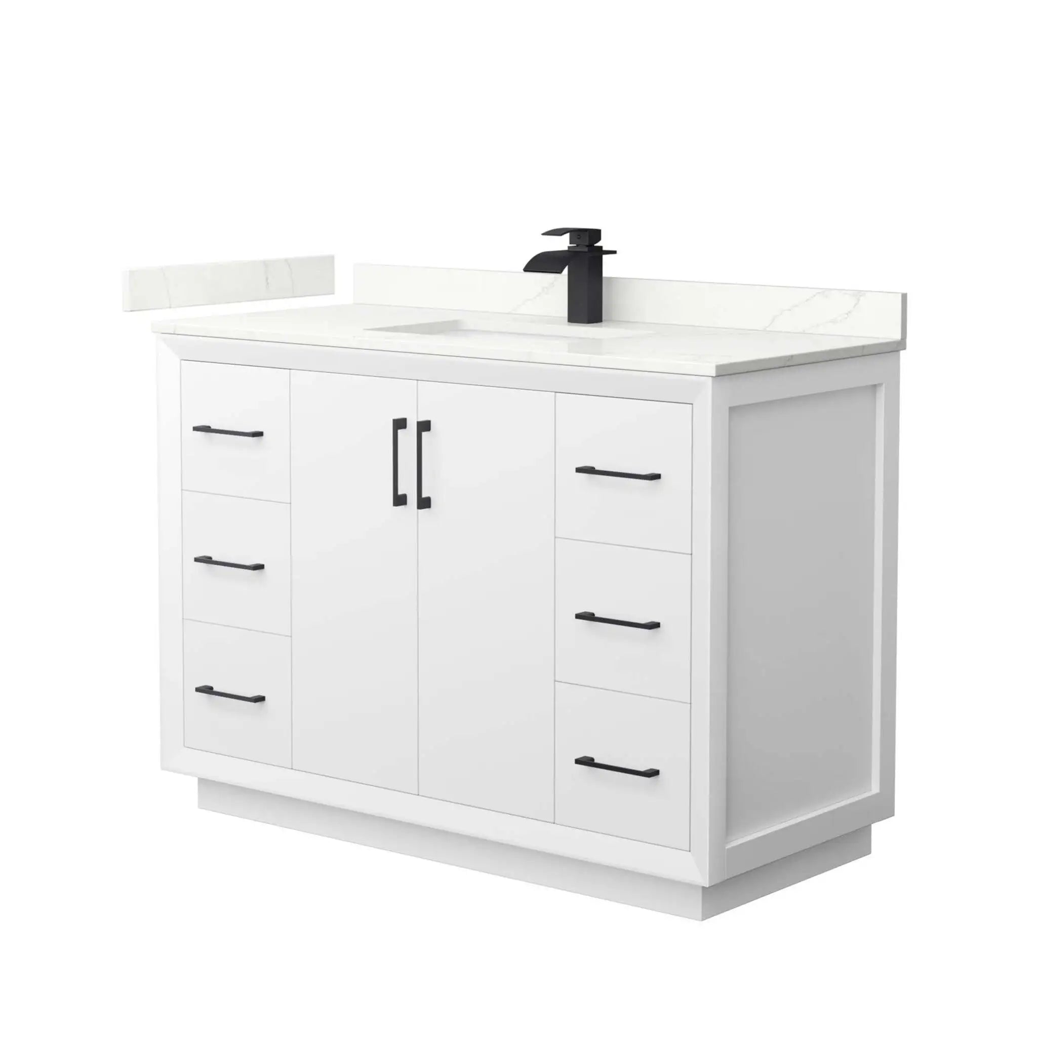 48" Strada Single Bathroom Vanity in White with Matte Black Trim by Wyndham