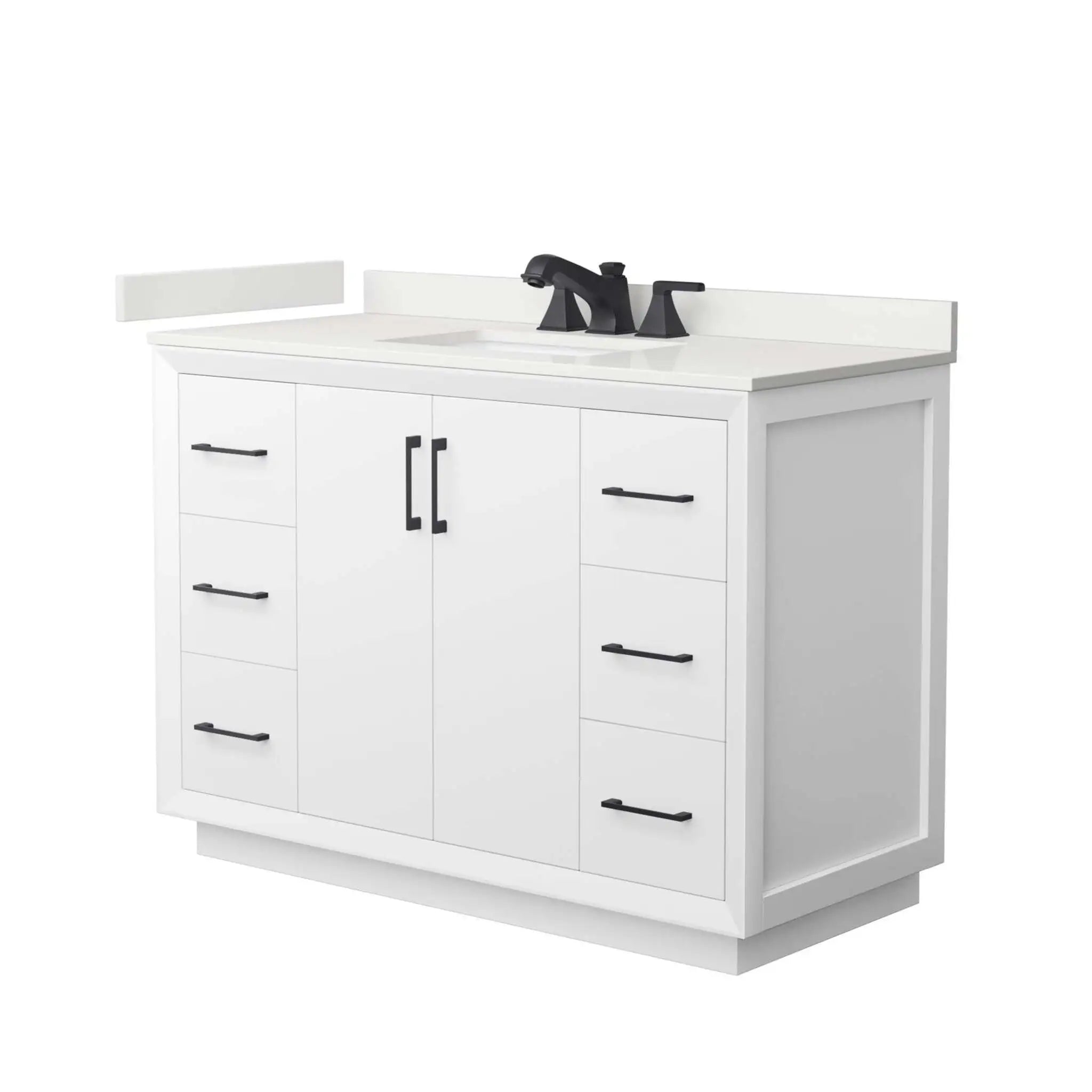 48" Strada Single Bathroom Vanity in White with Matte Black Trim by Wyndham