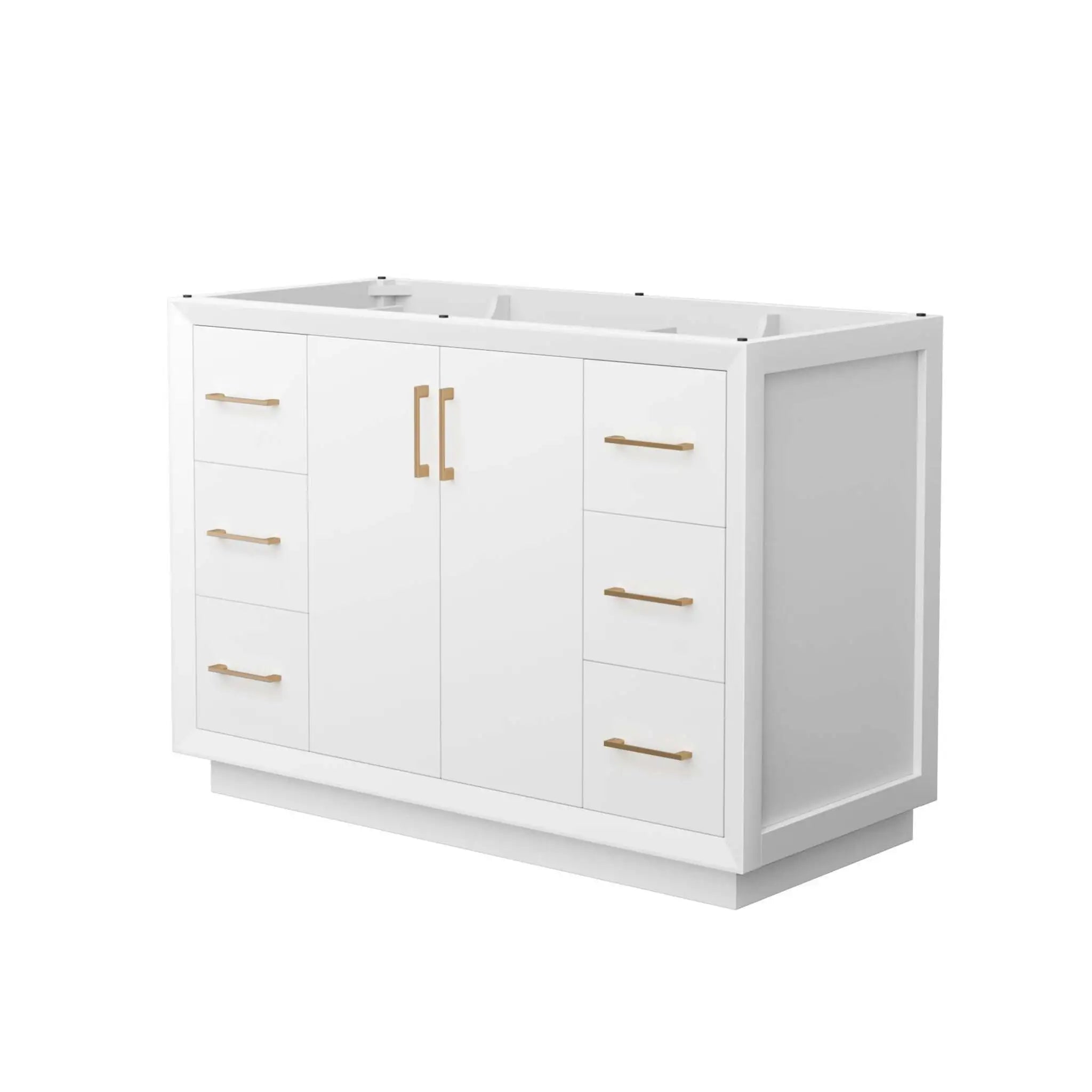 48" Strada Single Bathroom Vanity in White with Satin Bronze Trim by Wyndham