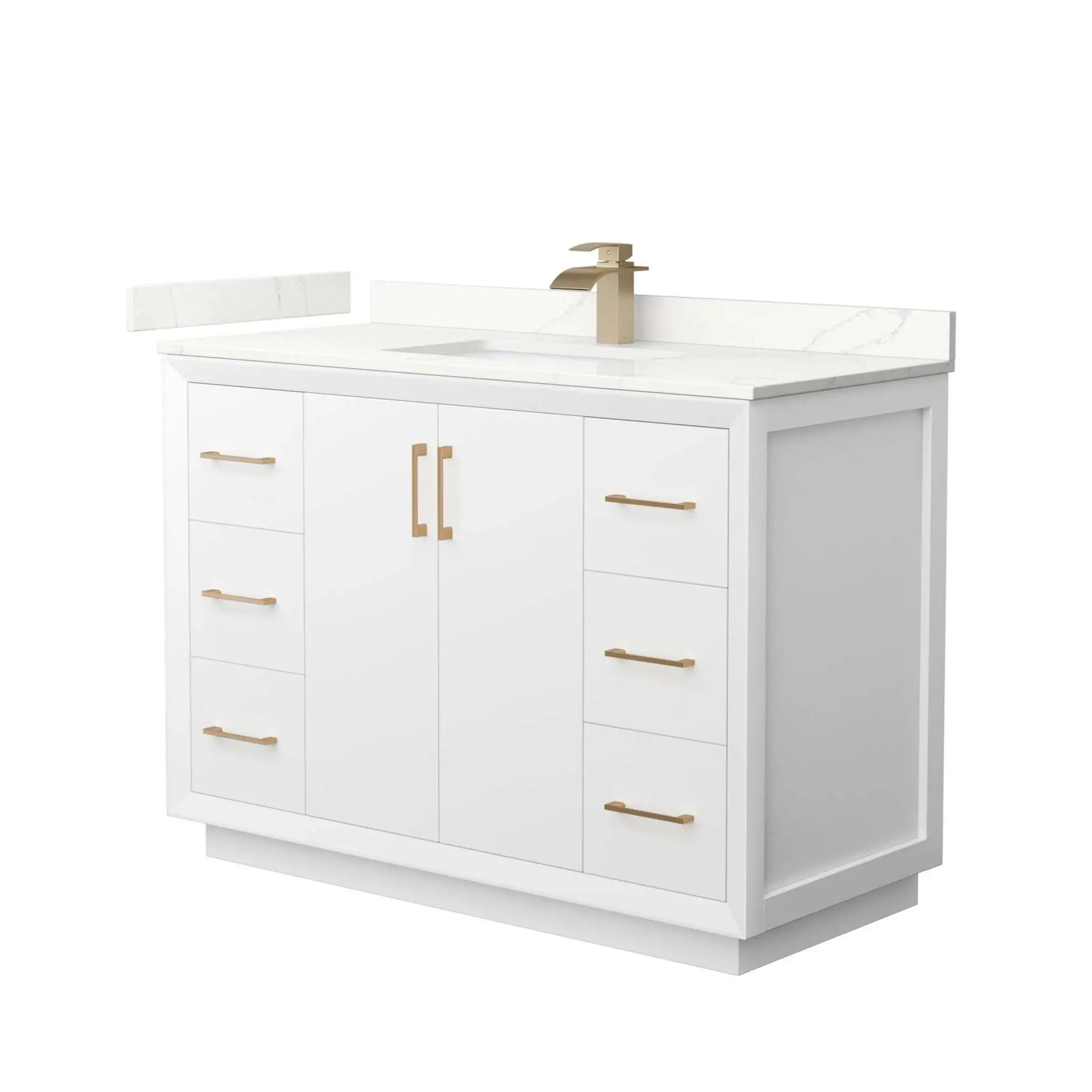 48" Strada Single Bathroom Vanity in White with Satin Bronze Trim by Wyndham