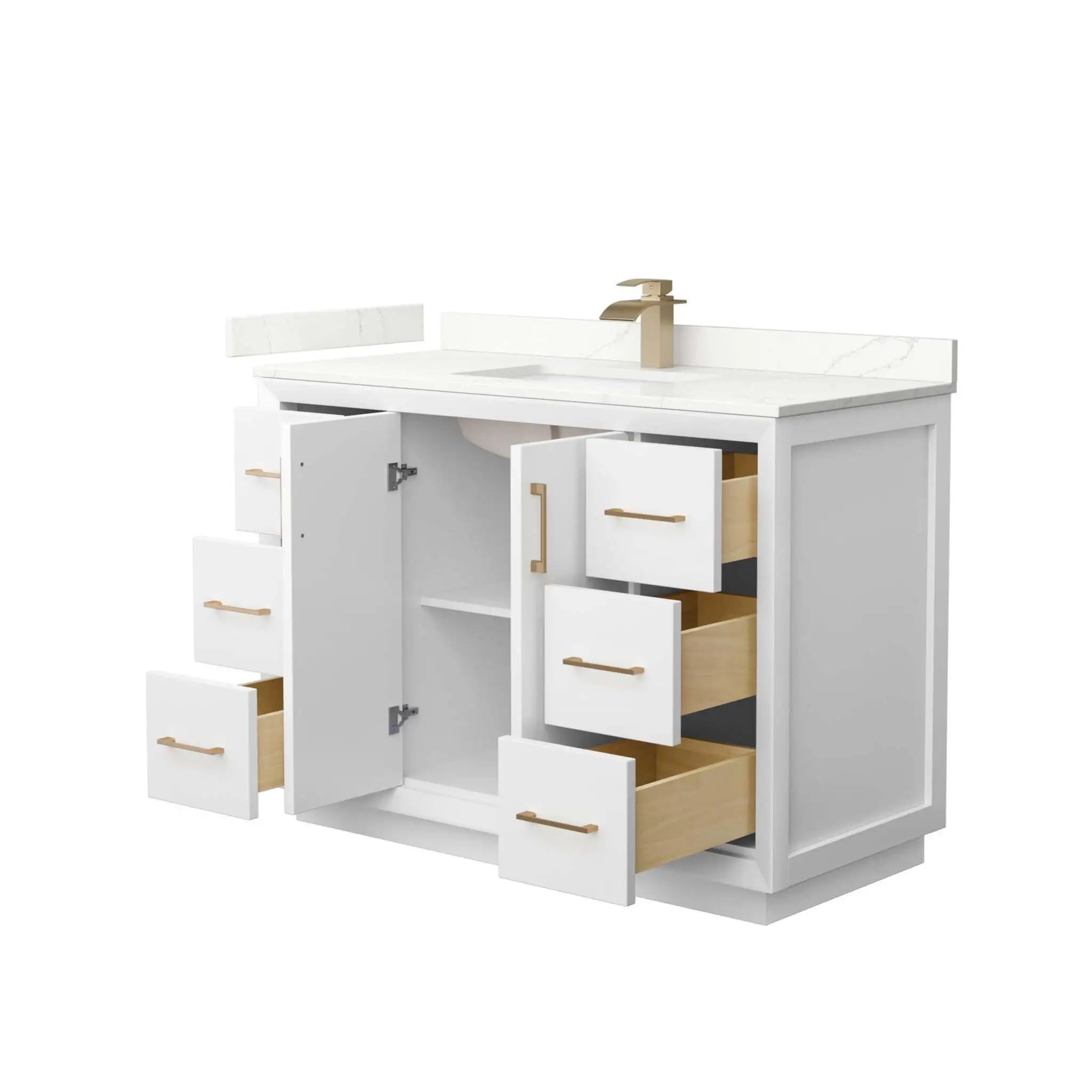 48" Strada Single Bathroom Vanity in White with Satin Bronze Trim by Wyndham