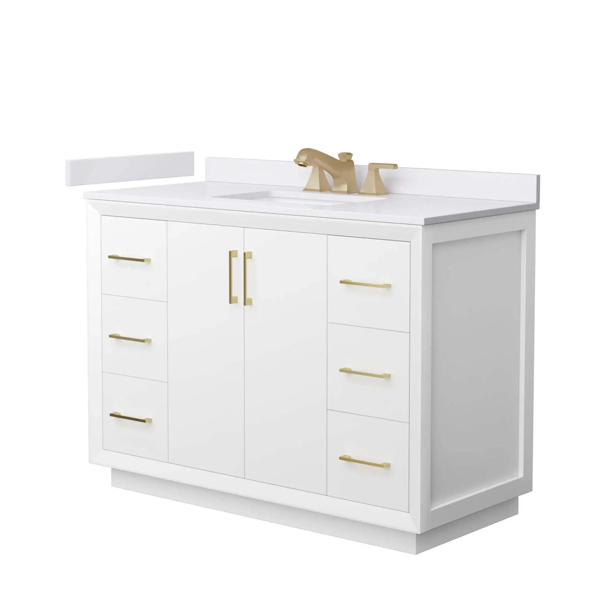 48" Strada Single Bathroom Vanity in White with Satin Bronze Trim by Wyndham