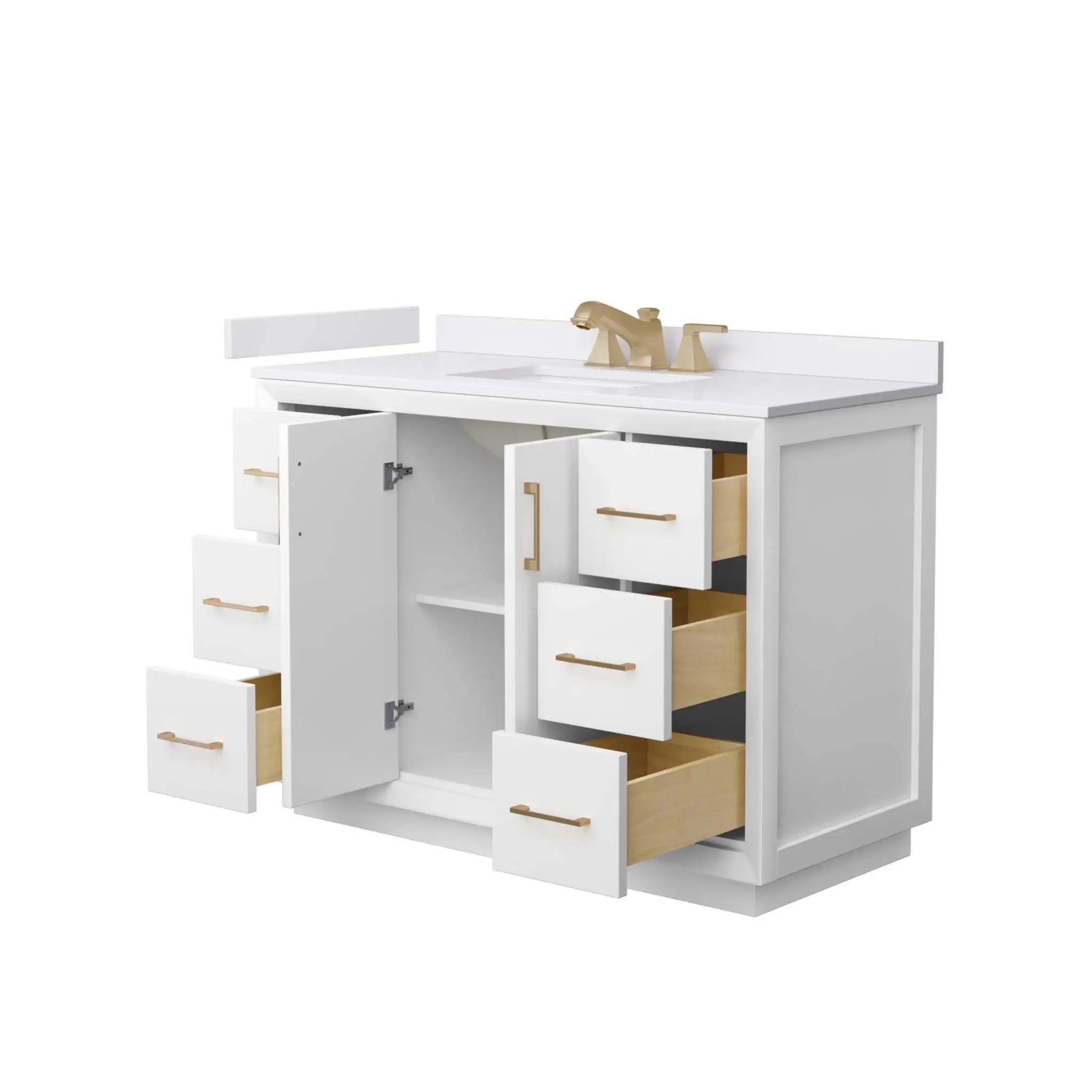 48" Strada Single Bathroom Vanity in White with Satin Bronze Trim by Wyndham