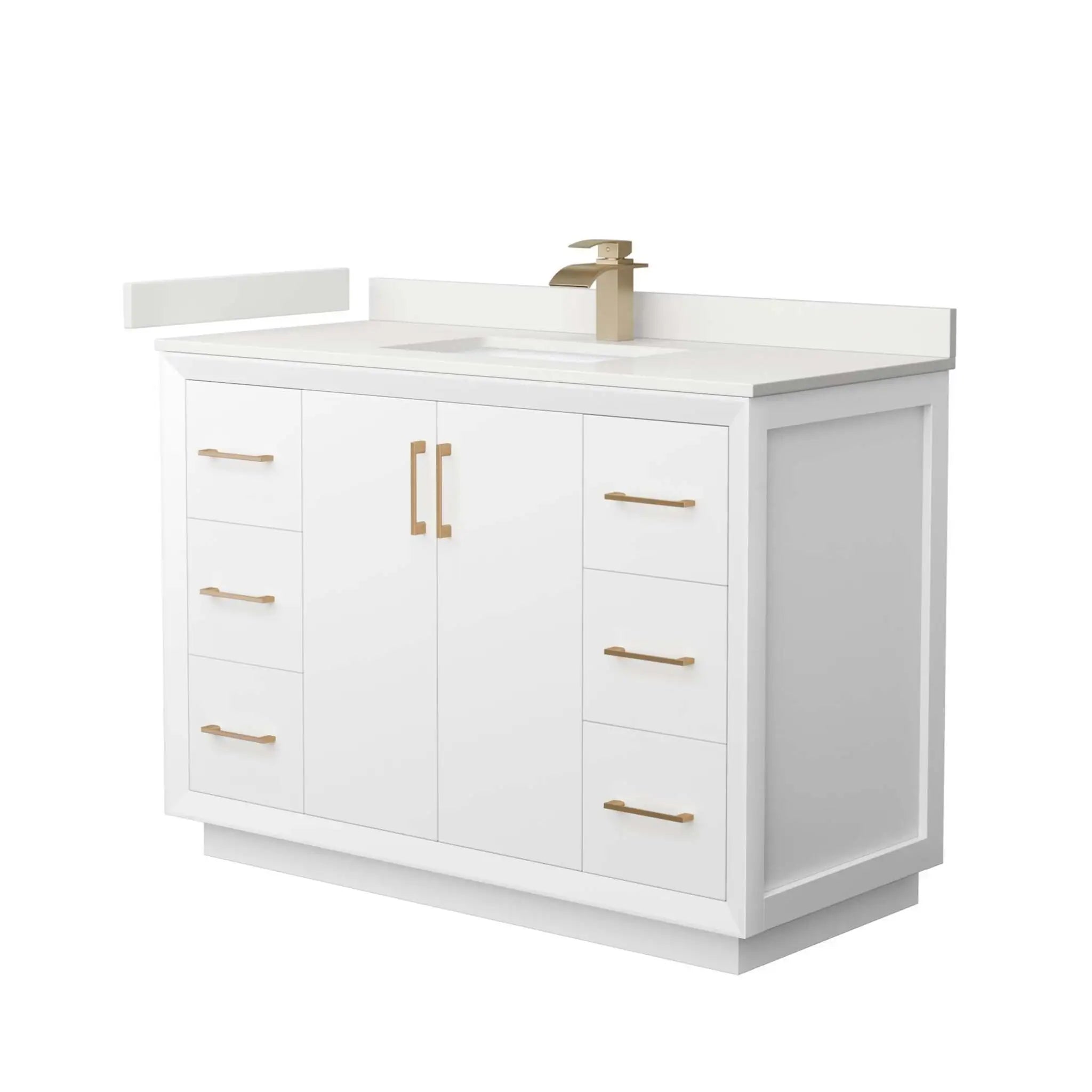 48" Strada Single Bathroom Vanity in White with Satin Bronze Trim by Wyndham
