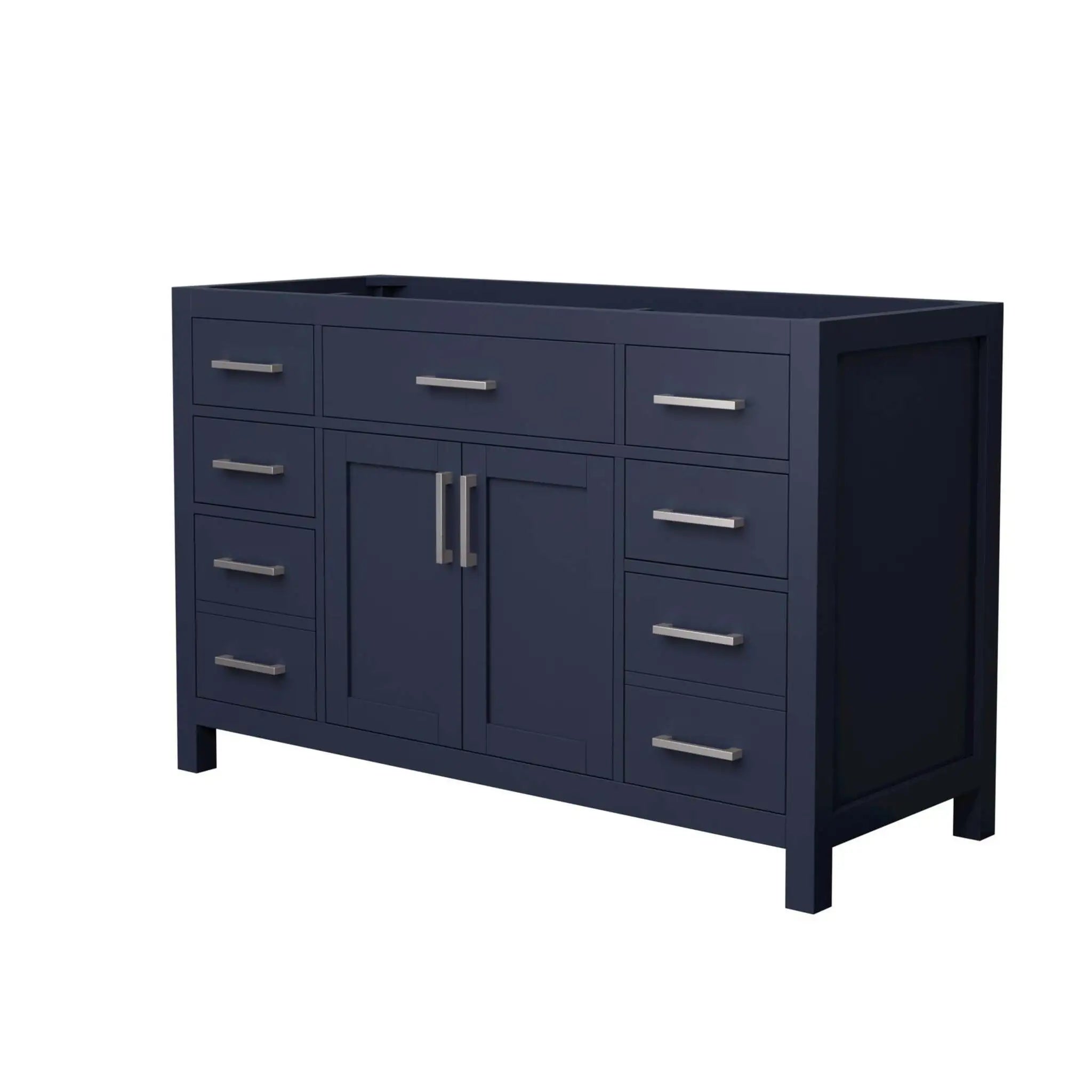 54" Beckett Single Bathroom Vanity in Dark Blue with Brushed Nickel Trim by Wyndham