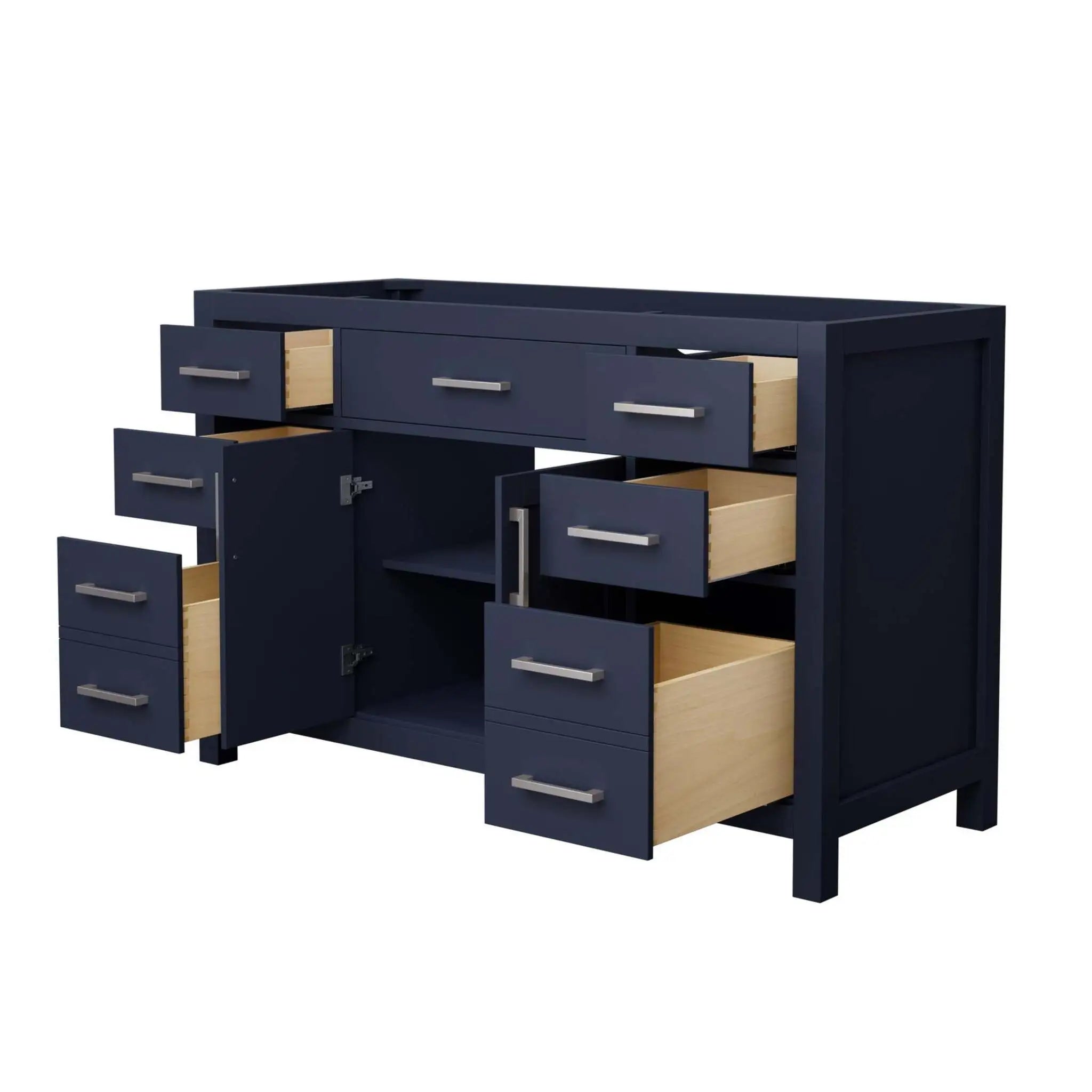 54" Beckett Single Bathroom Vanity in Dark Blue with Brushed Nickel Trim by Wyndham