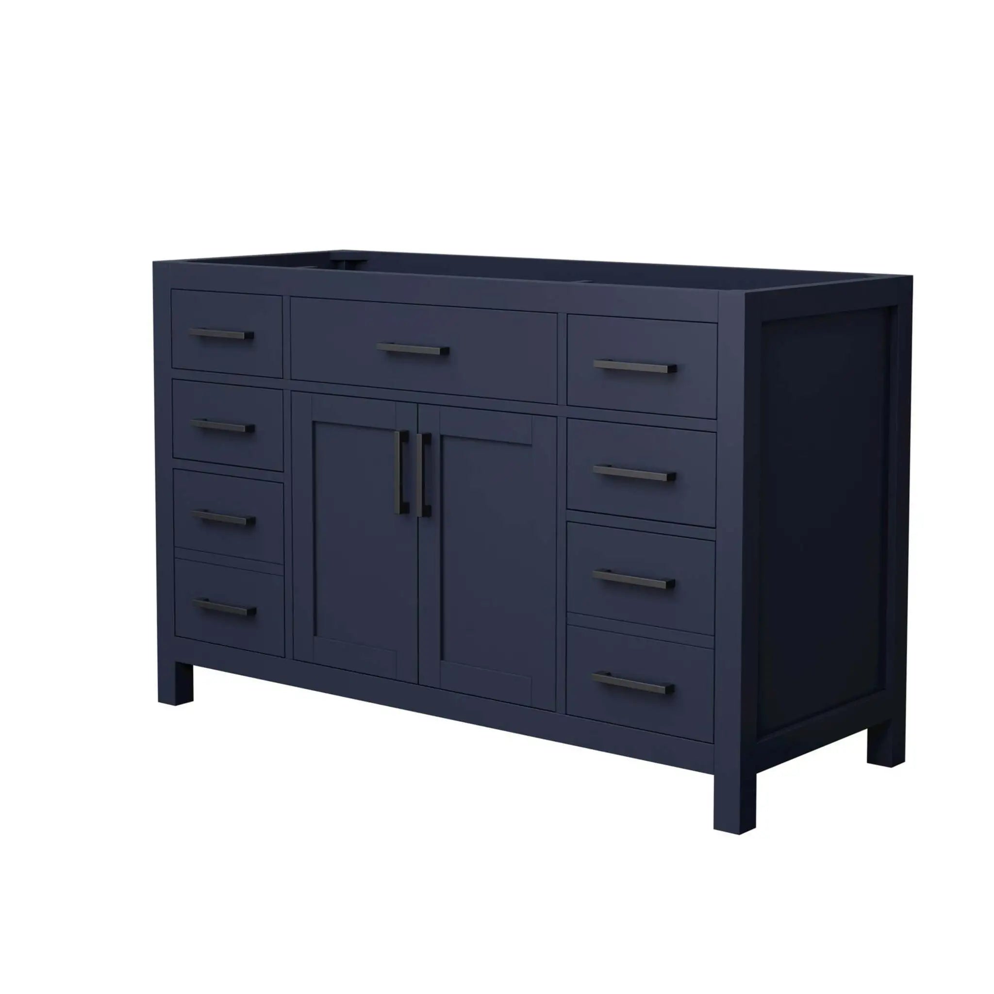54" Beckett Single Bathroom Vanity in Dark Blue with Matte Black Trim by Wyndham