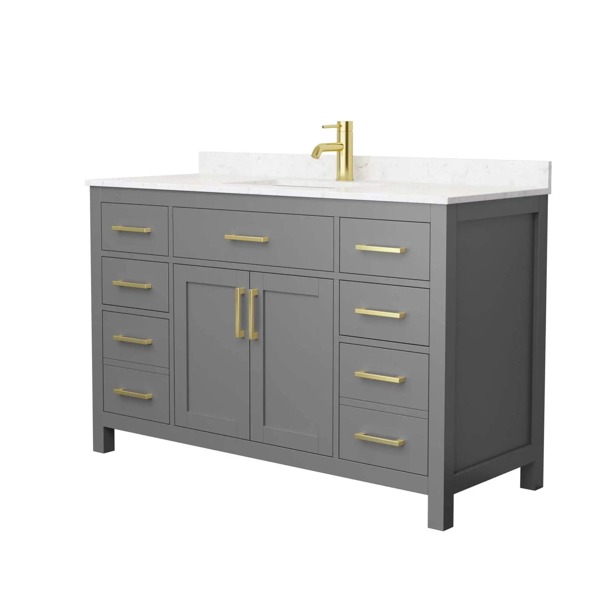 54" Beckett Single Bathroom Vanity in Dark Gray with Brushed Gold Trim by Wyndham