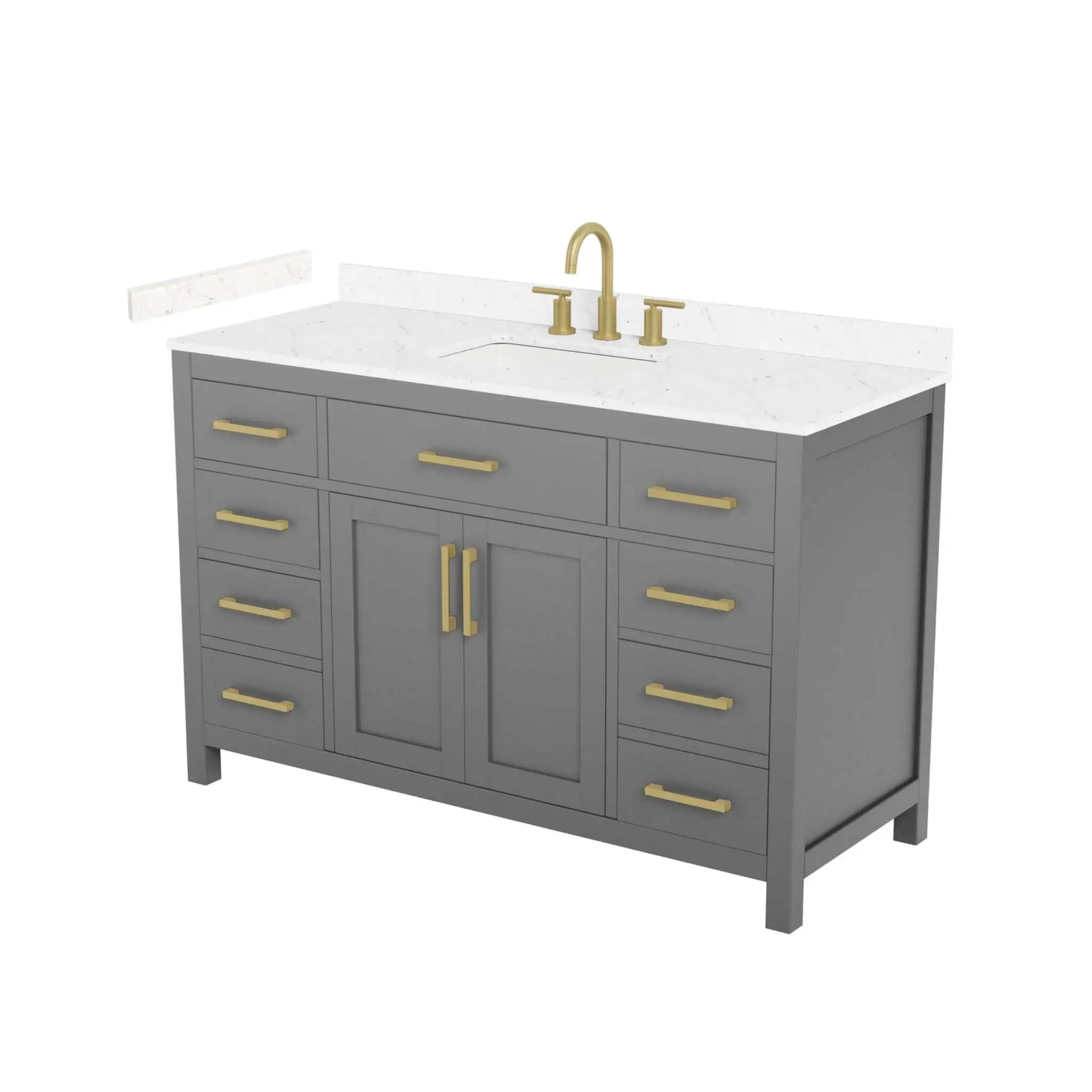 54" Beckett Single Bathroom Vanity in Dark Gray with Brushed Gold Trim by Wyndham
