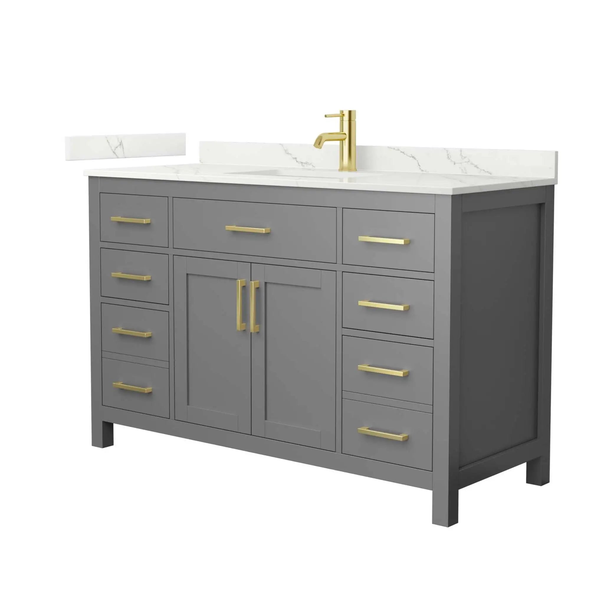 54" Beckett Single Bathroom Vanity in Dark Gray with Brushed Gold Trim by Wyndham