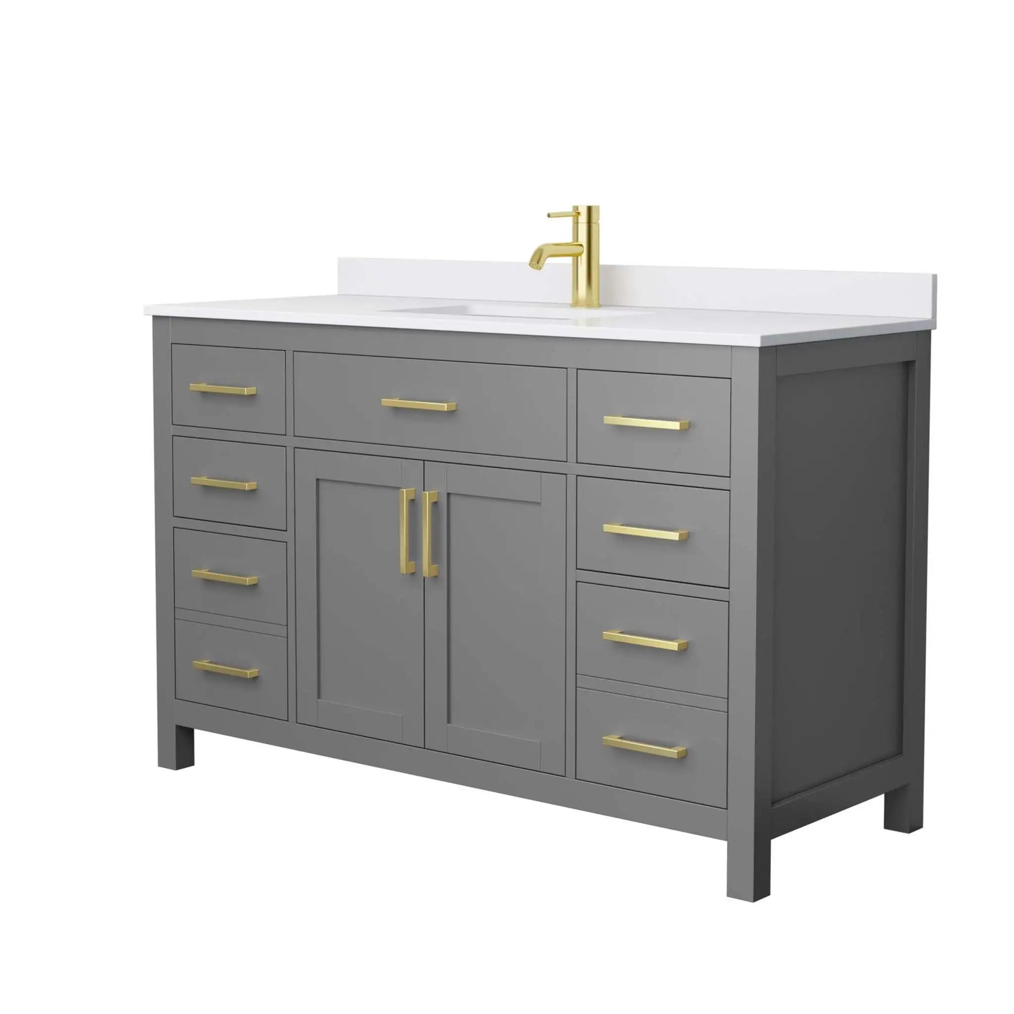 54" Beckett Single Bathroom Vanity in Dark Gray with Brushed Gold Trim by Wyndham