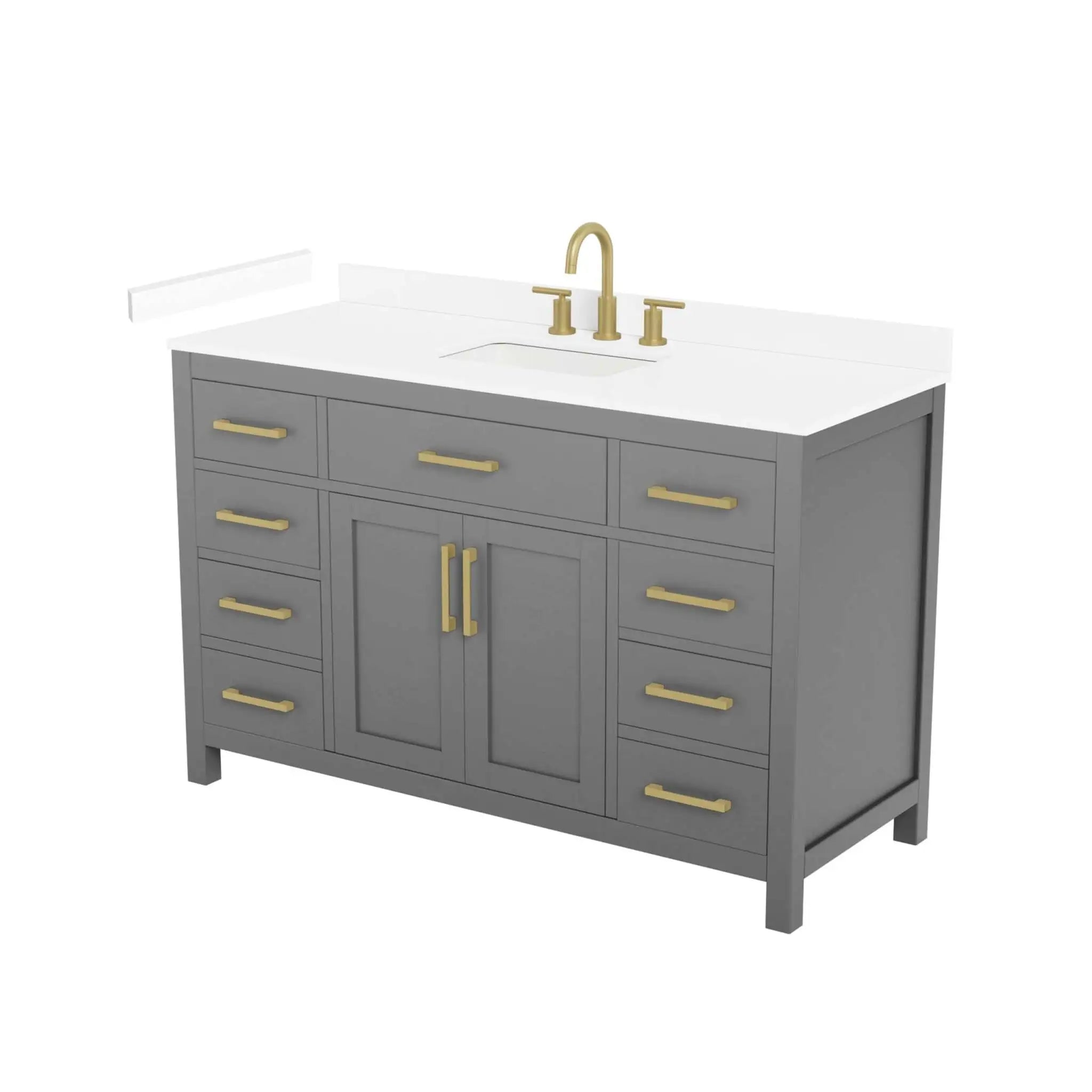 54" Beckett Single Bathroom Vanity in Dark Gray with Brushed Gold Trim by Wyndham