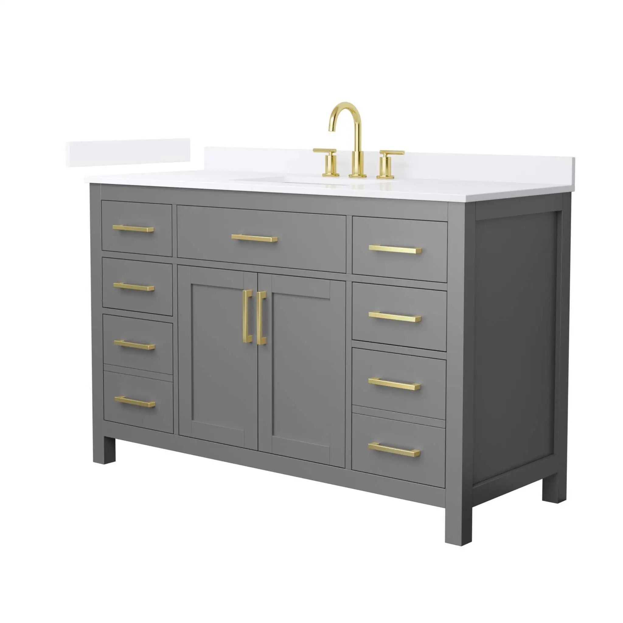 54" Beckett Single Bathroom Vanity in Dark Gray with Brushed Gold Trim by Wyndham