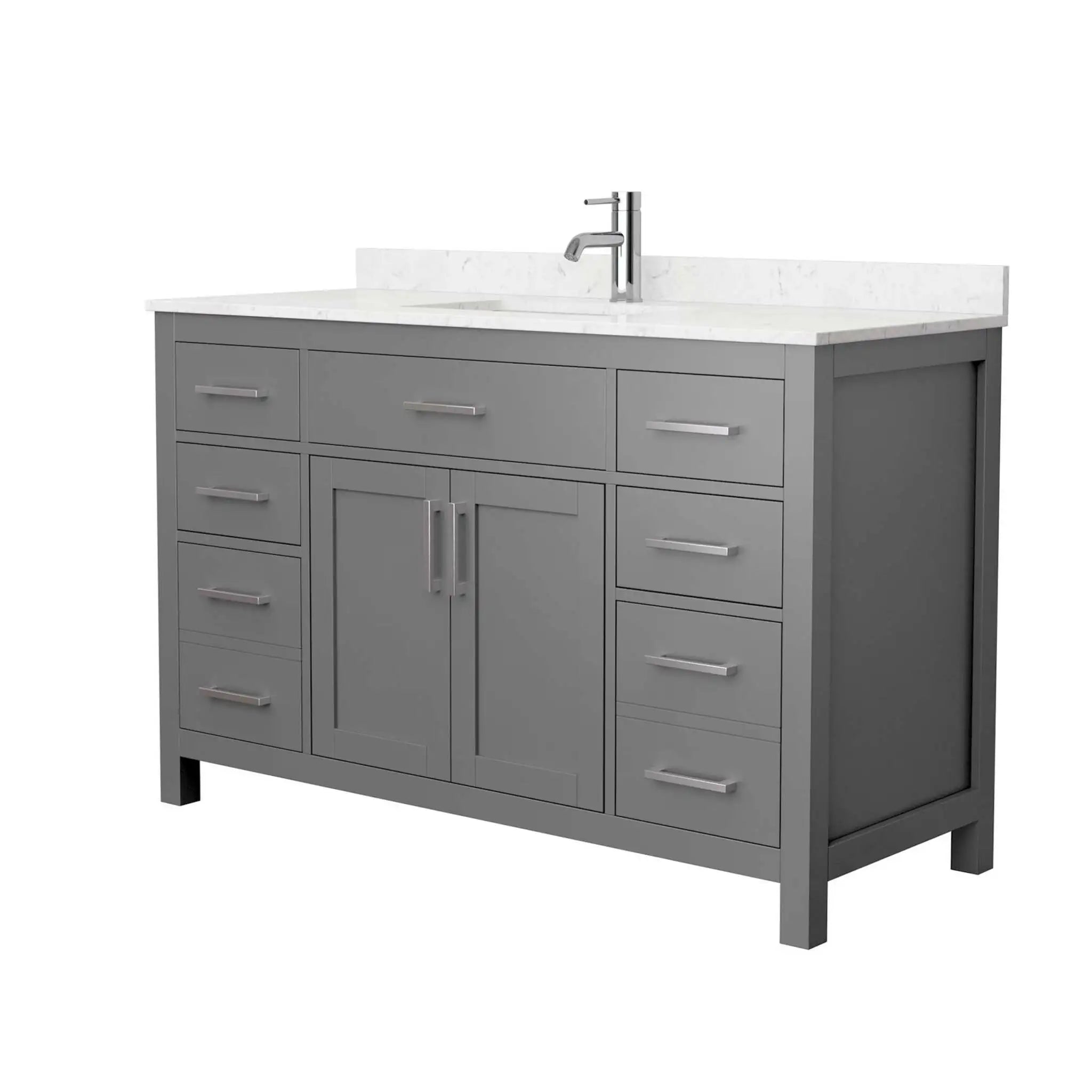 54" Beckett Single Bathroom Vanity in Dark Gray with Brushed Nickel Trim by Wyndham