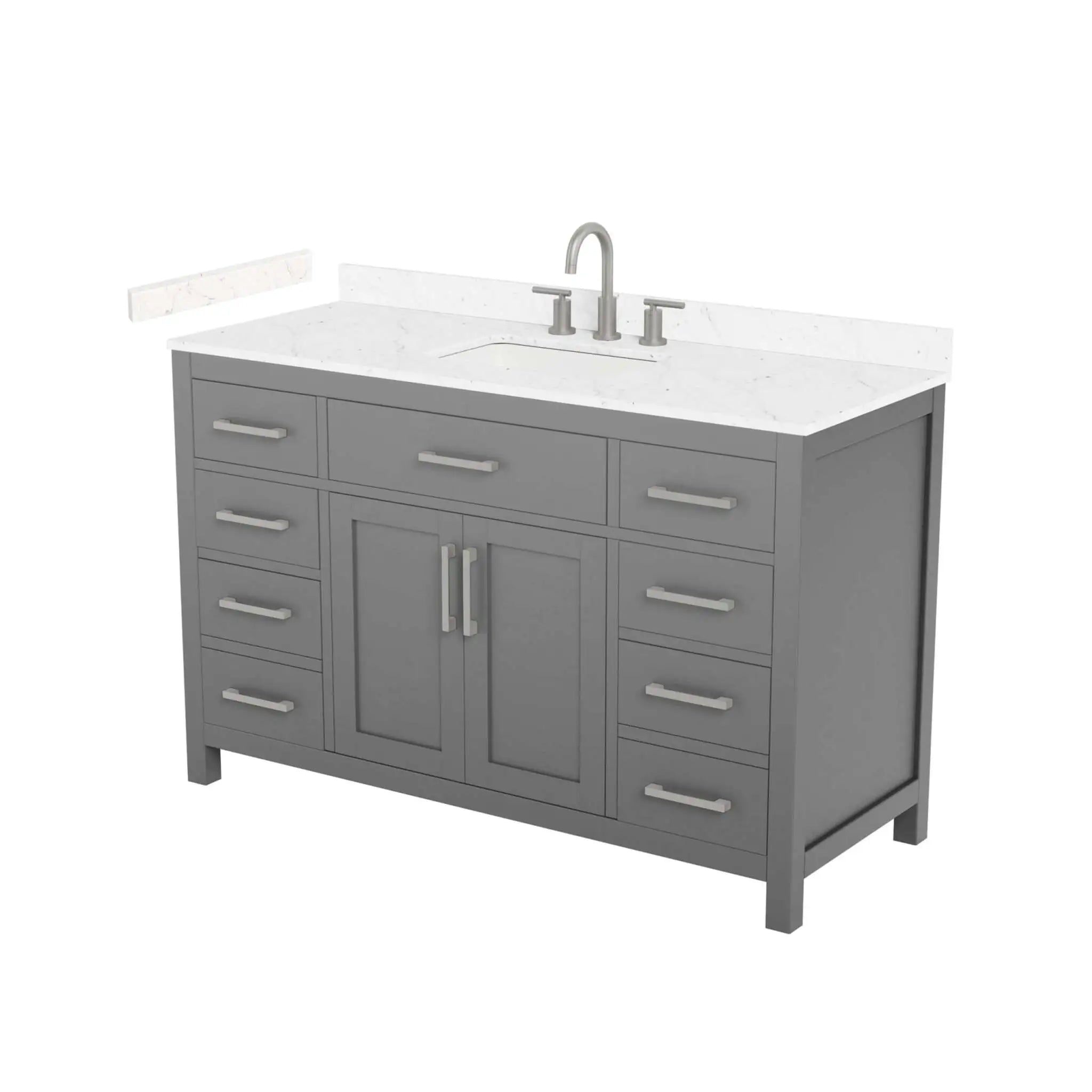 54" Beckett Single Bathroom Vanity in Dark Gray with Brushed Nickel Trim by Wyndham