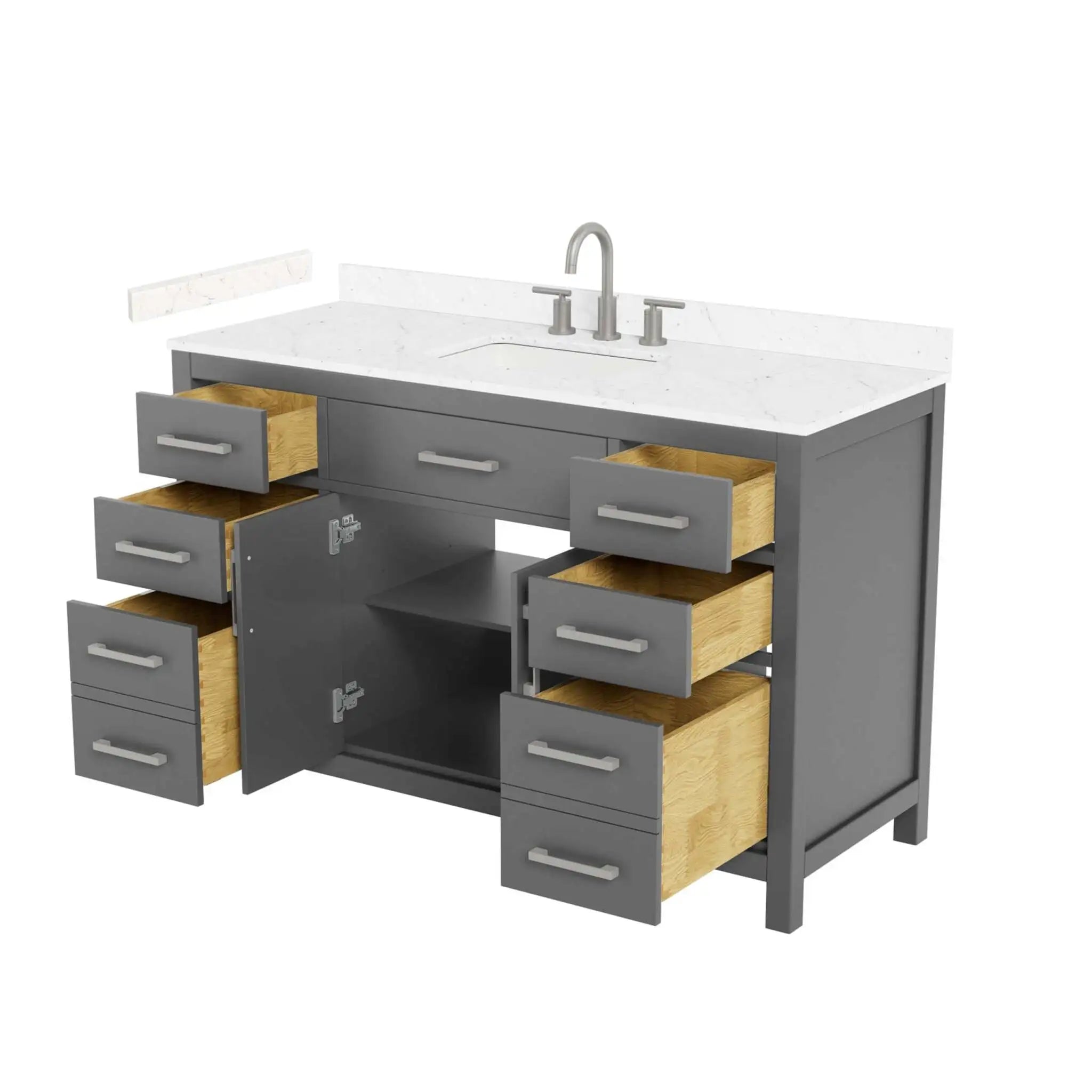 54" Beckett Single Bathroom Vanity in Dark Gray with Brushed Nickel Trim by Wyndham