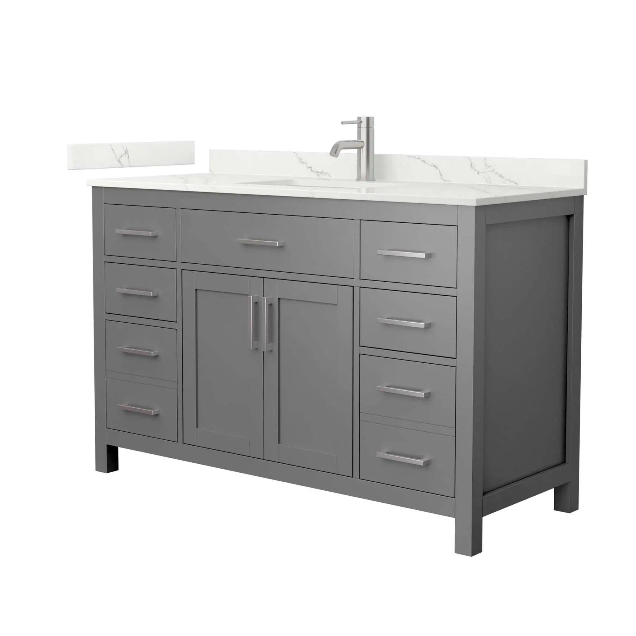 54" Beckett Single Bathroom Vanity in Dark Gray with Brushed Nickel Trim by Wyndham