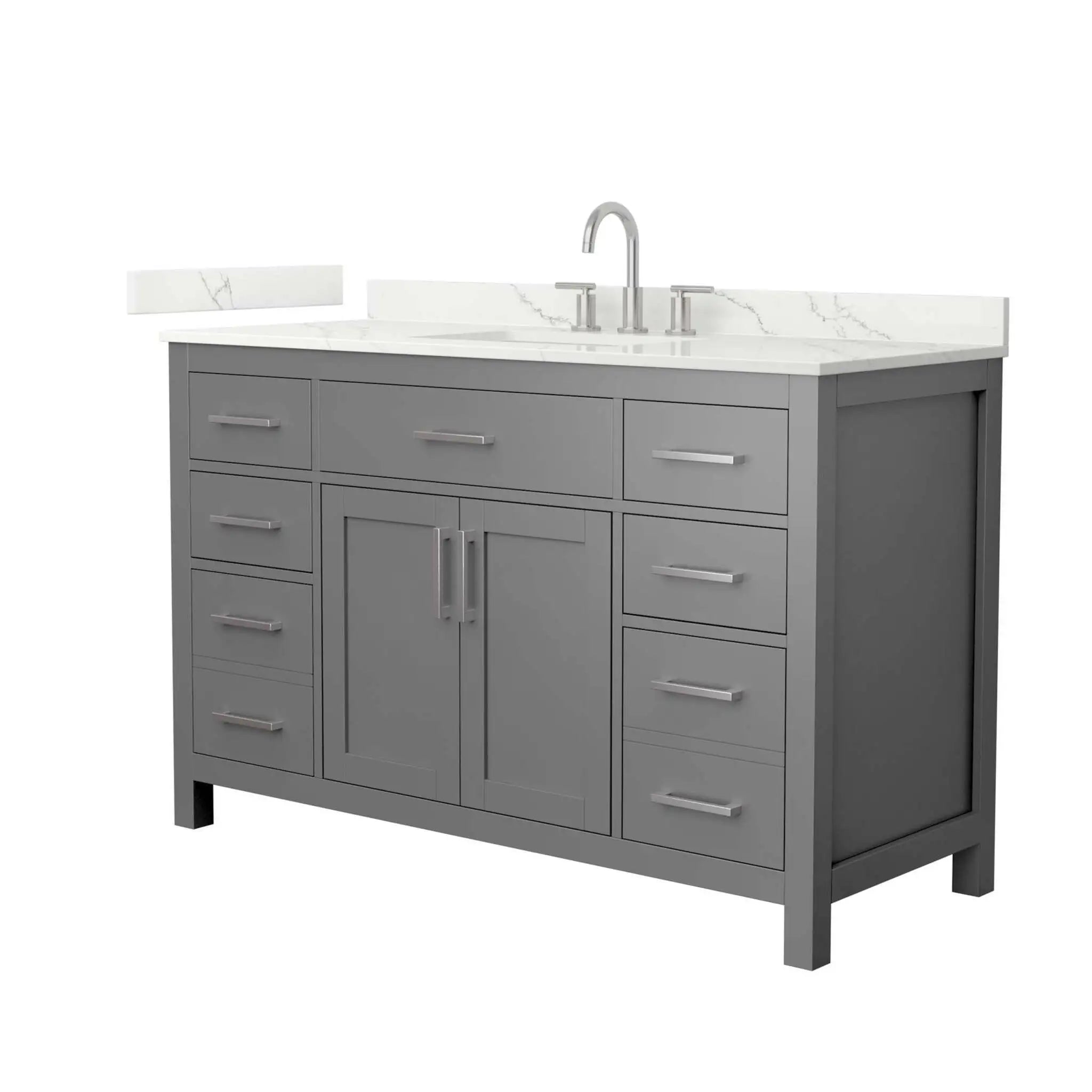 54" Beckett Single Bathroom Vanity in Dark Gray with Brushed Nickel Trim by Wyndham